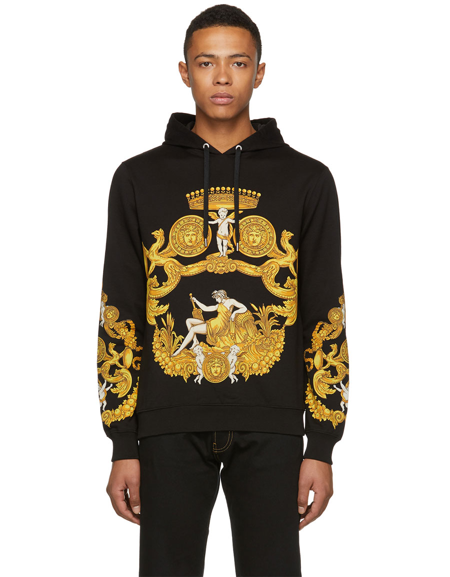 versace hoodie black and gold