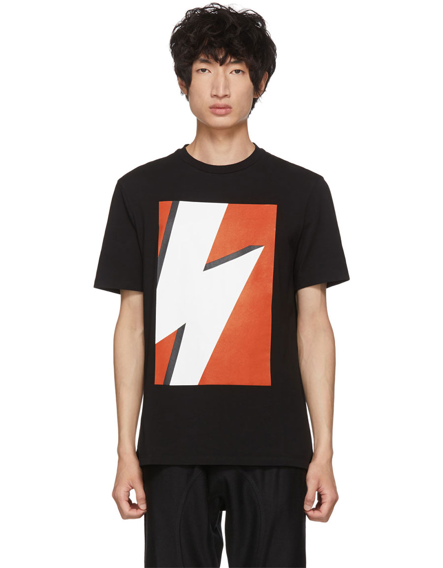 NEIL BARRETT Black & Red Pop Art Thunderbolt T-Shirt · VERGLE