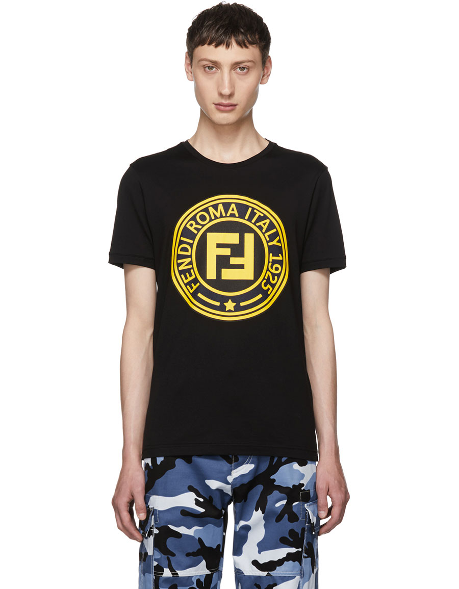 FENDI Black 'Roma' Logo T-Shirt · VERGLE