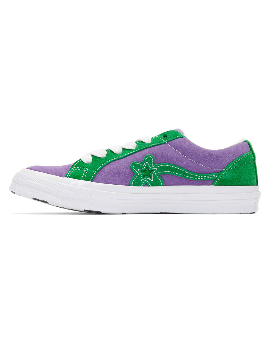 green and purple converse