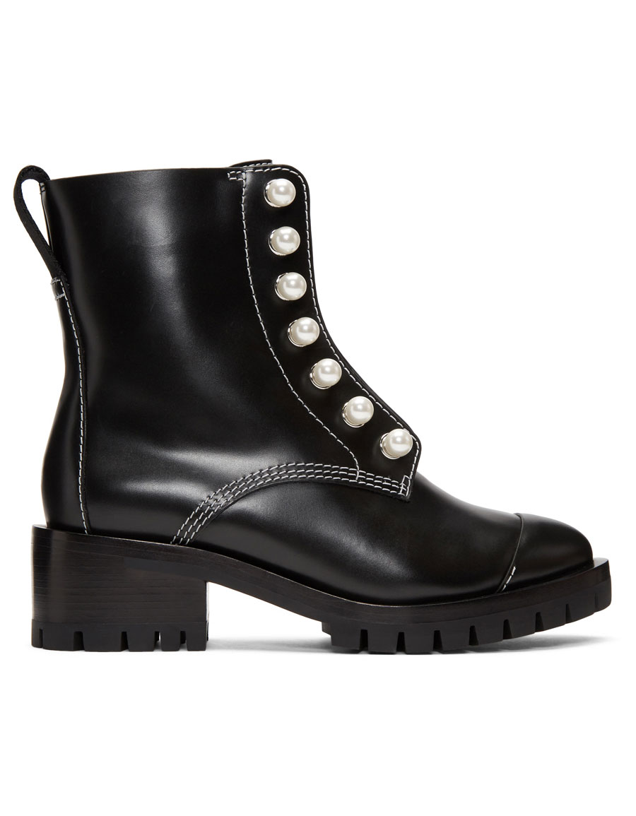 3.1 PHILLIP LIM Black Leather Lug Pearl Boots · VERGLE