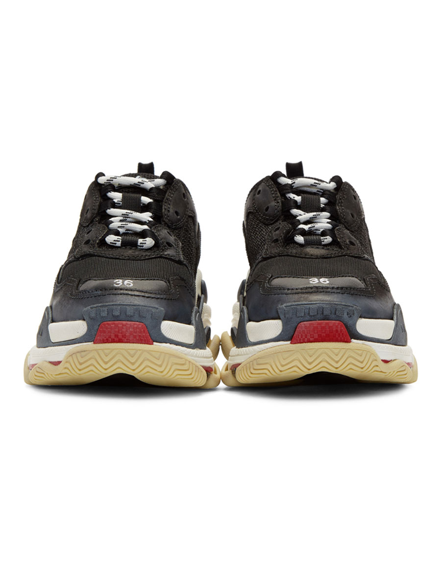 balenciaga black triple s leather sneakers