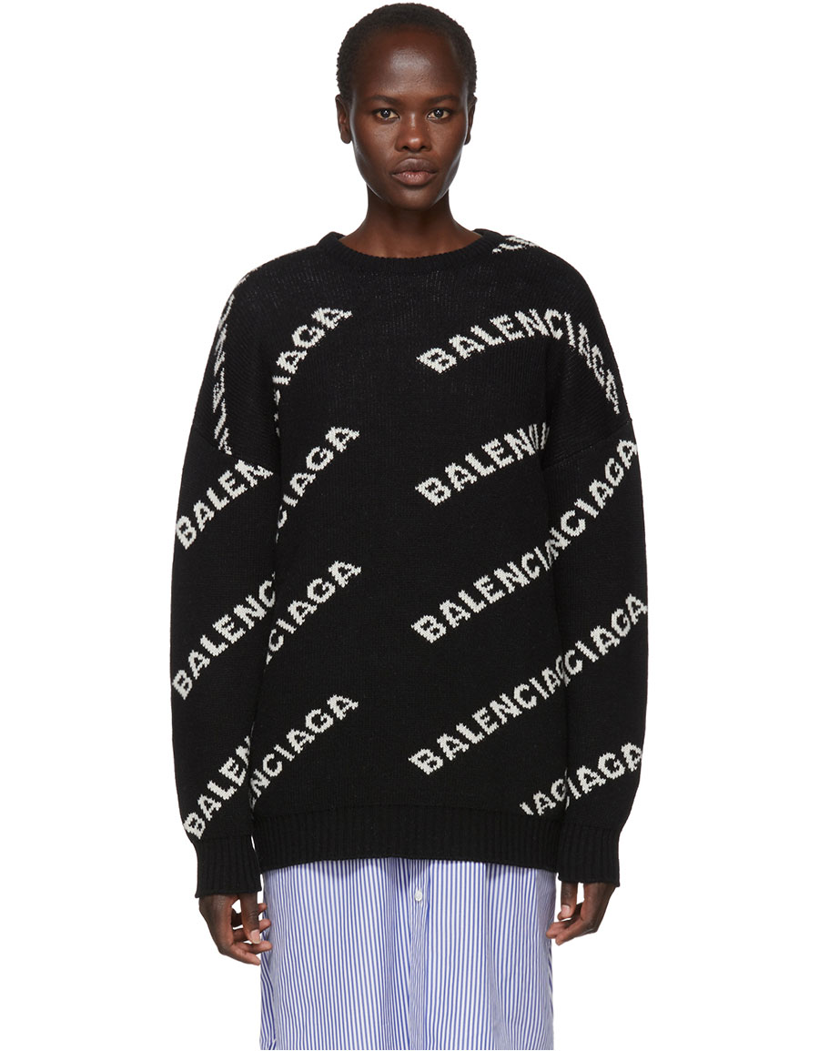 balenciaga black logo sweater