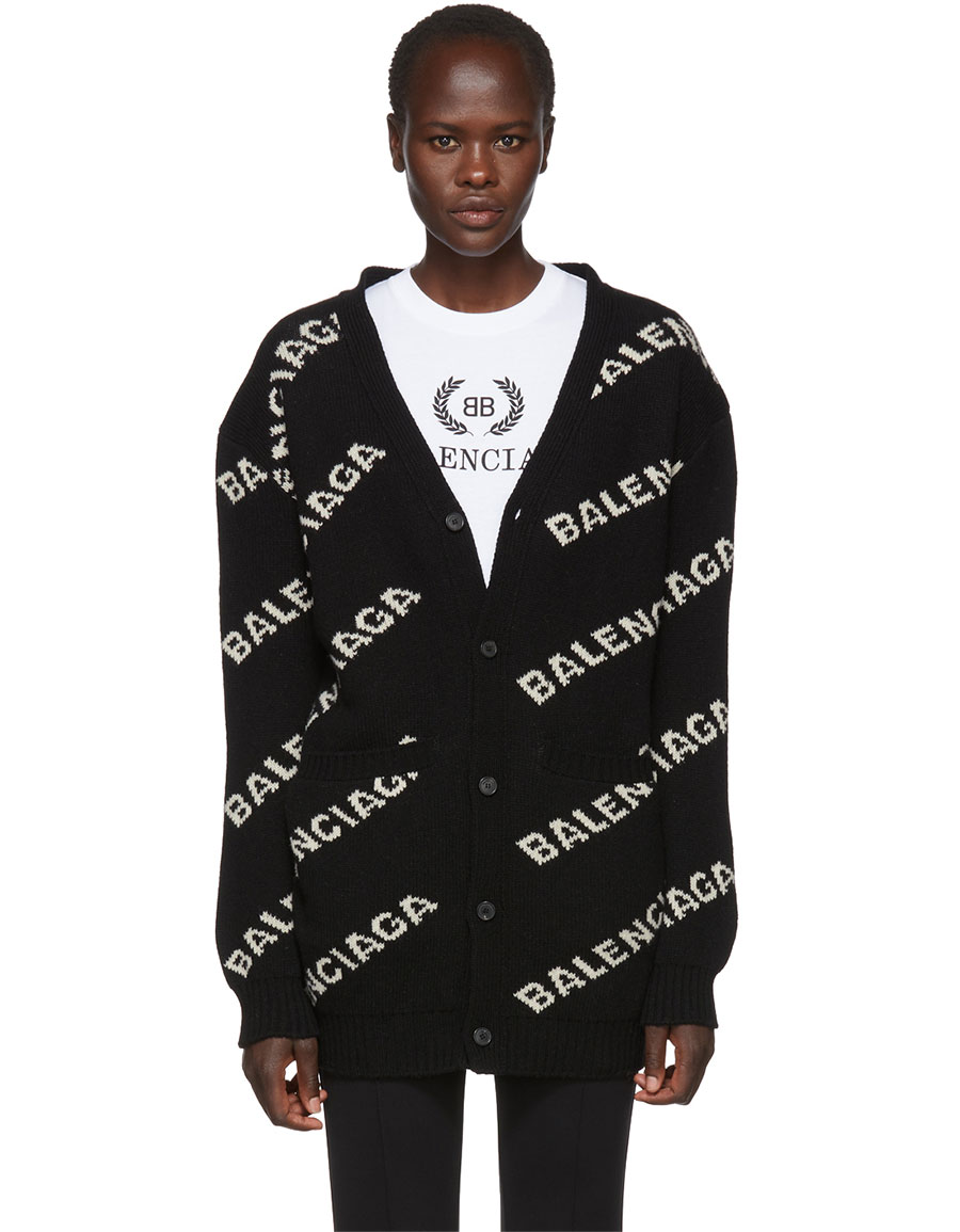 balenciaga cardigan black