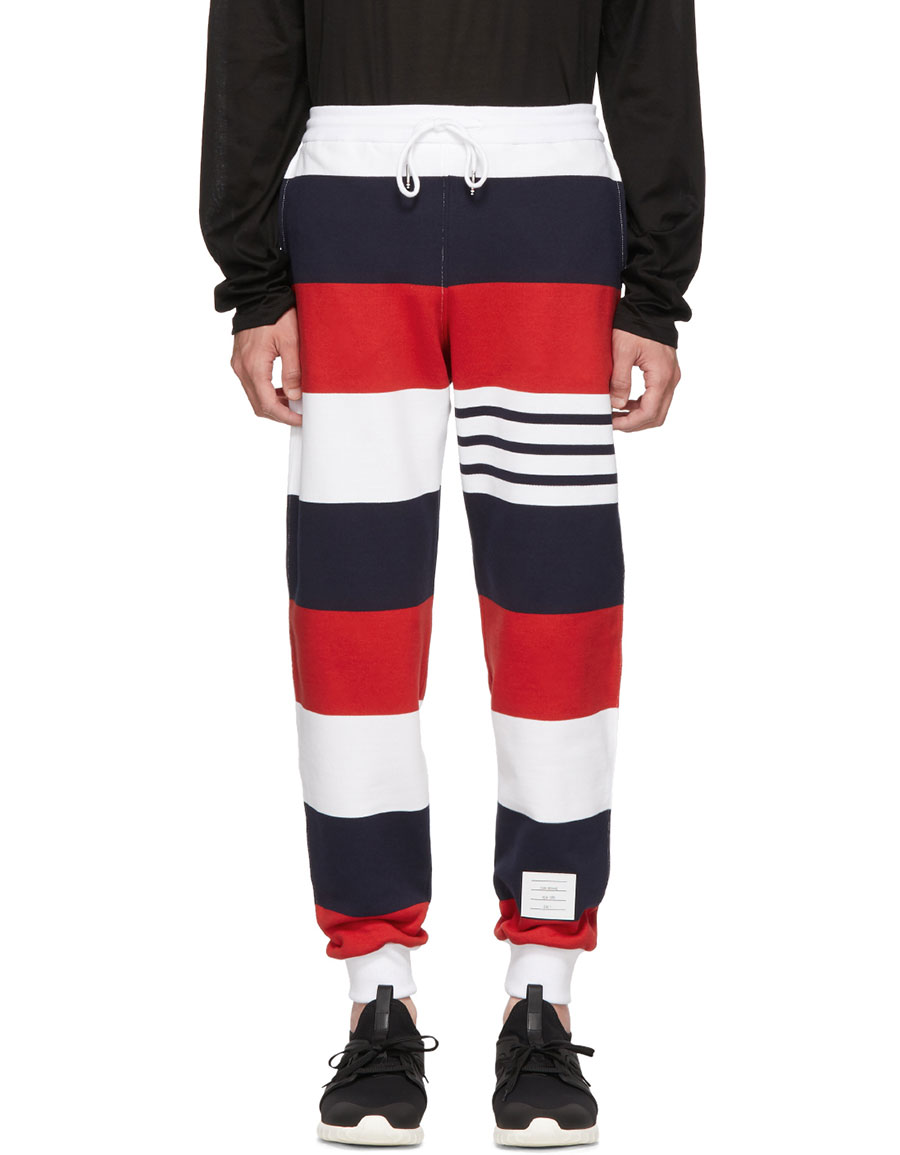 pants with red and white stripe