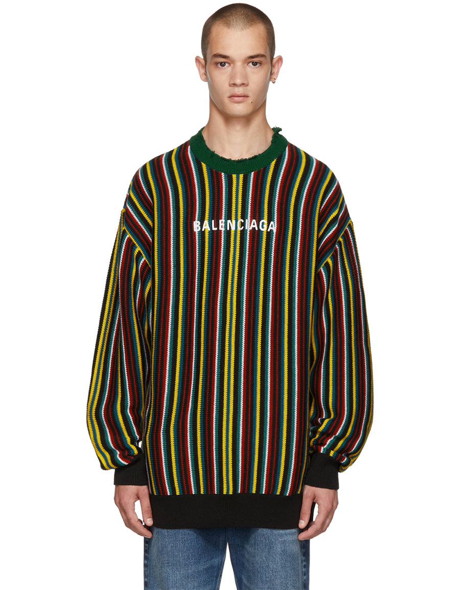 BALENCIAGA Multicolor Striped Logo Sweater · VERGLE