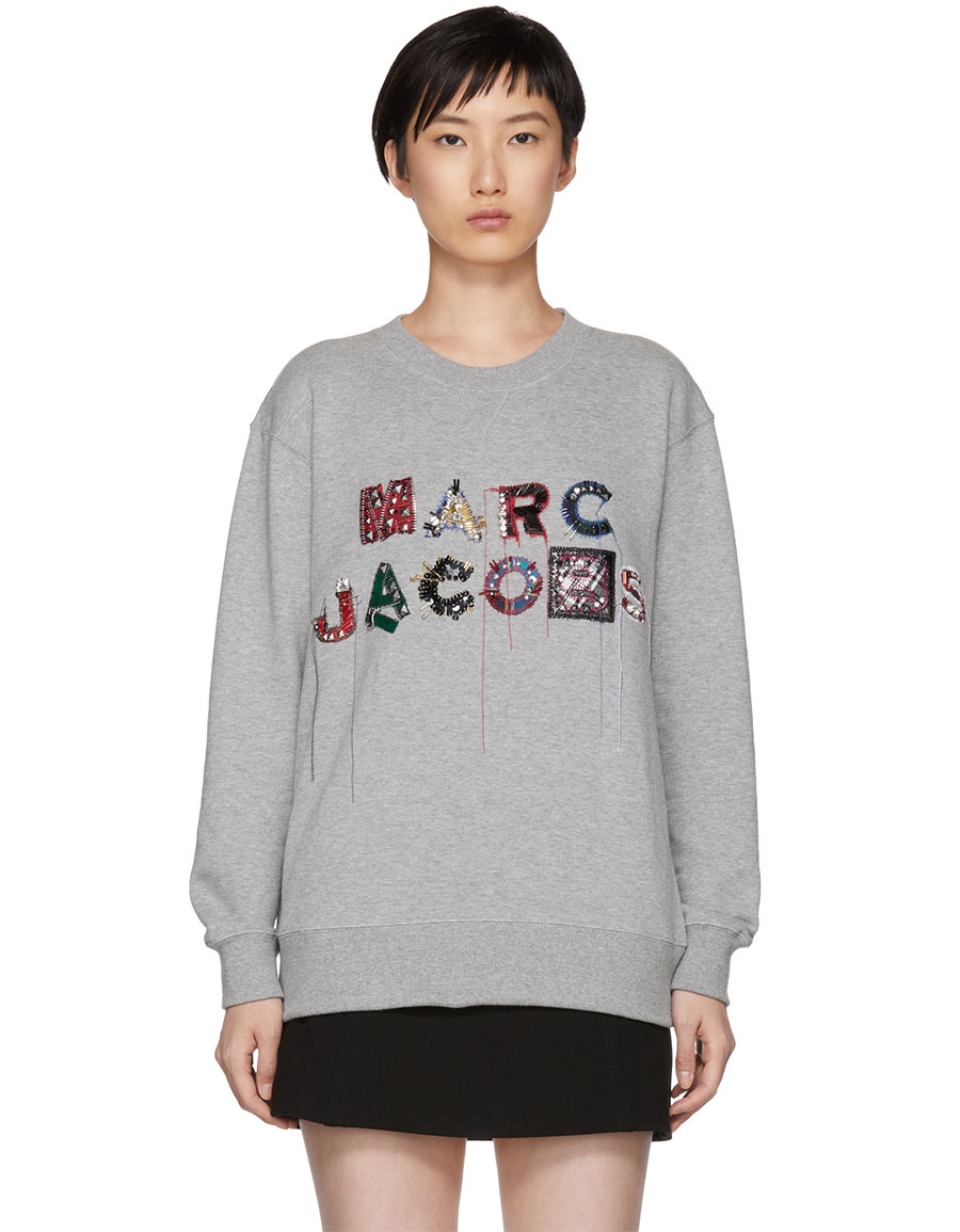 MARC JACOBS Grey Lux Embellished Sweatshirt · VERGLE