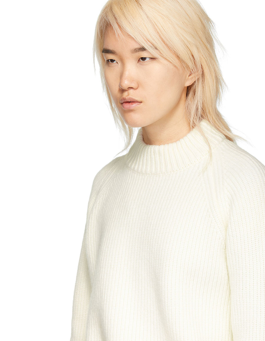 white bell sleeve sweater