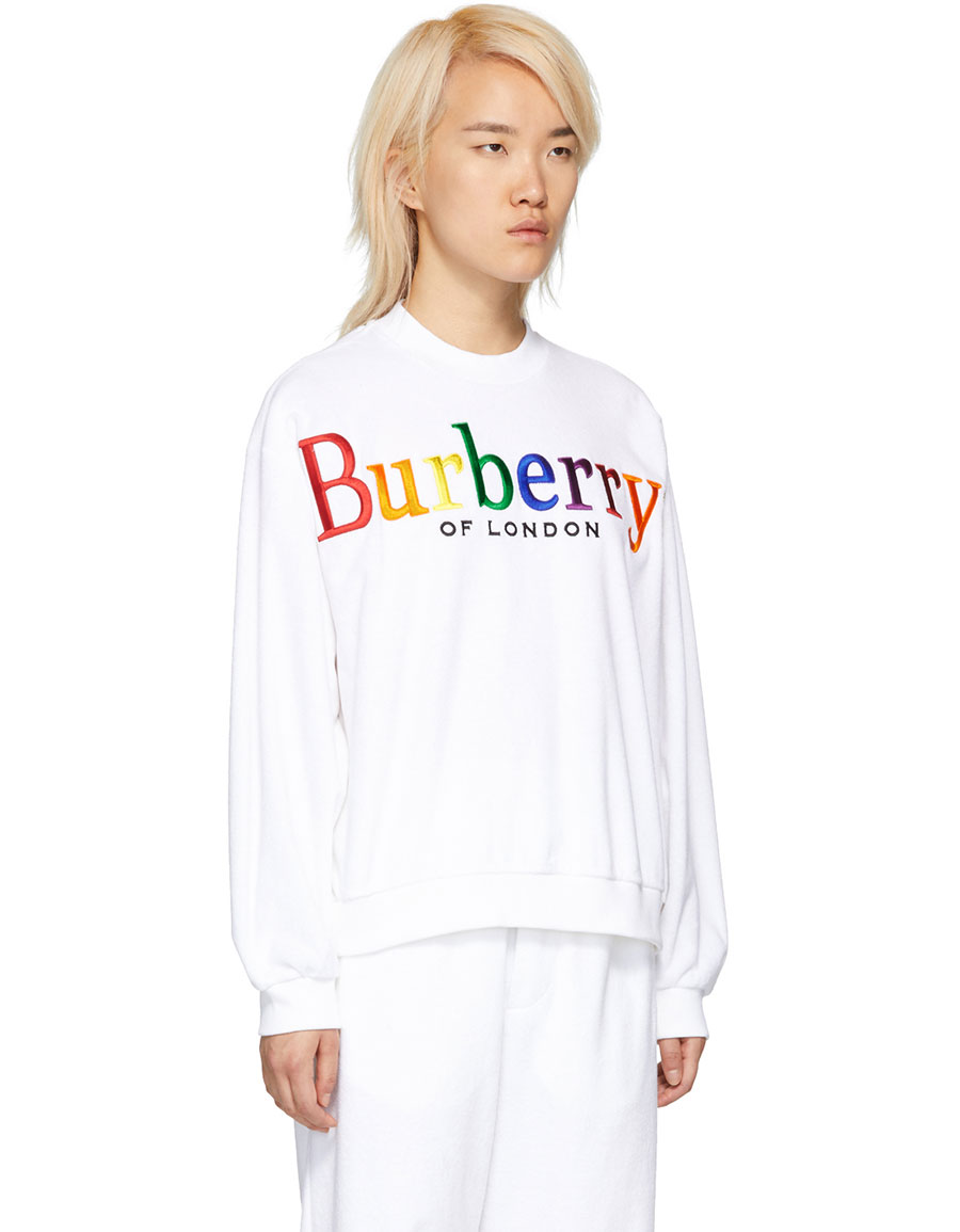 BURBERRY White Towelling Sweatshirt 