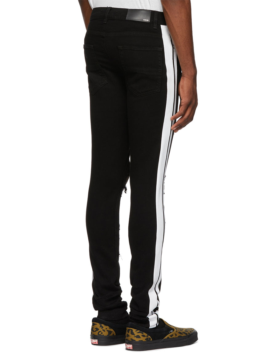 amiri jeans black white stripe