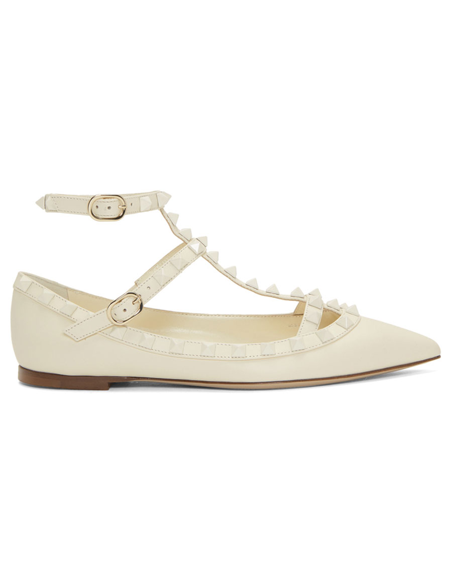 valentino white flats