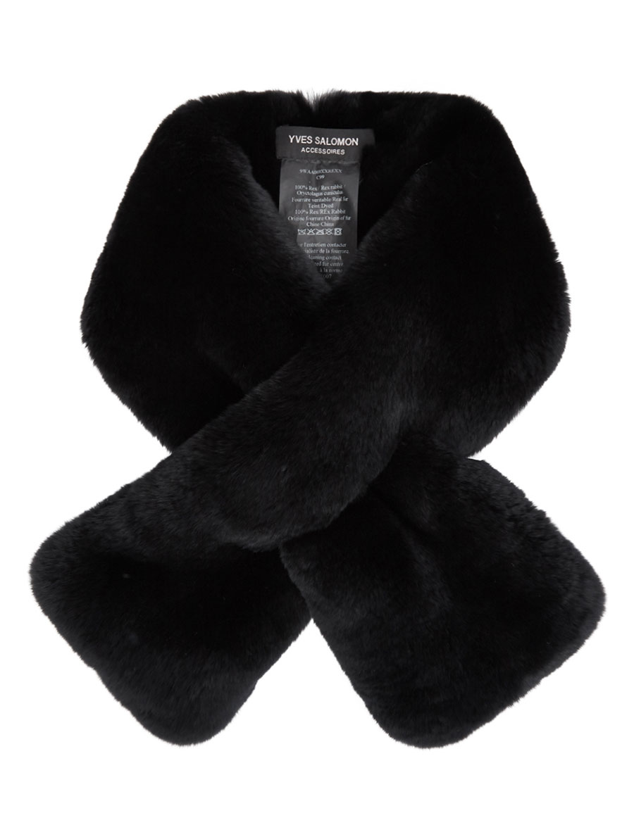 YVES SALOMON Black Fur Scarf · VERGLE