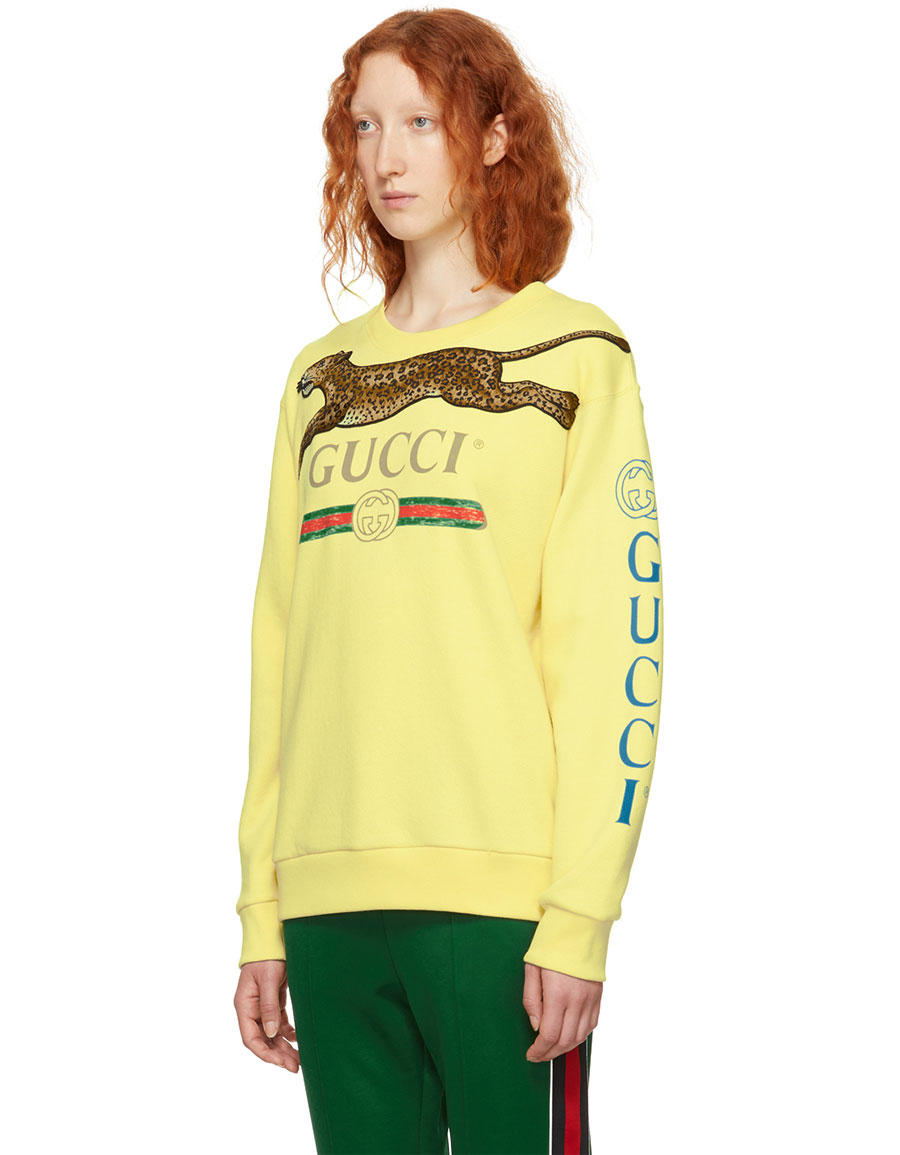 gucci logo sweatshirt with leopard