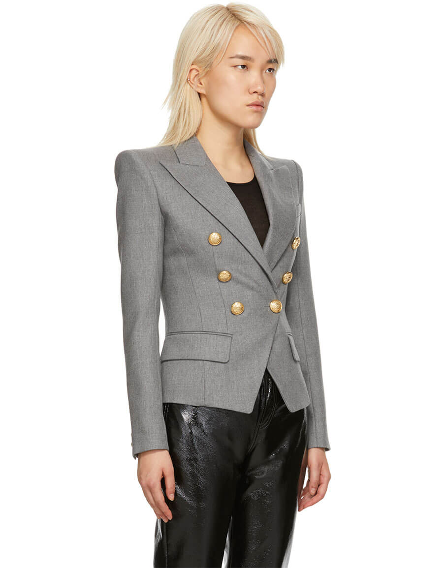 grey balmain blazer