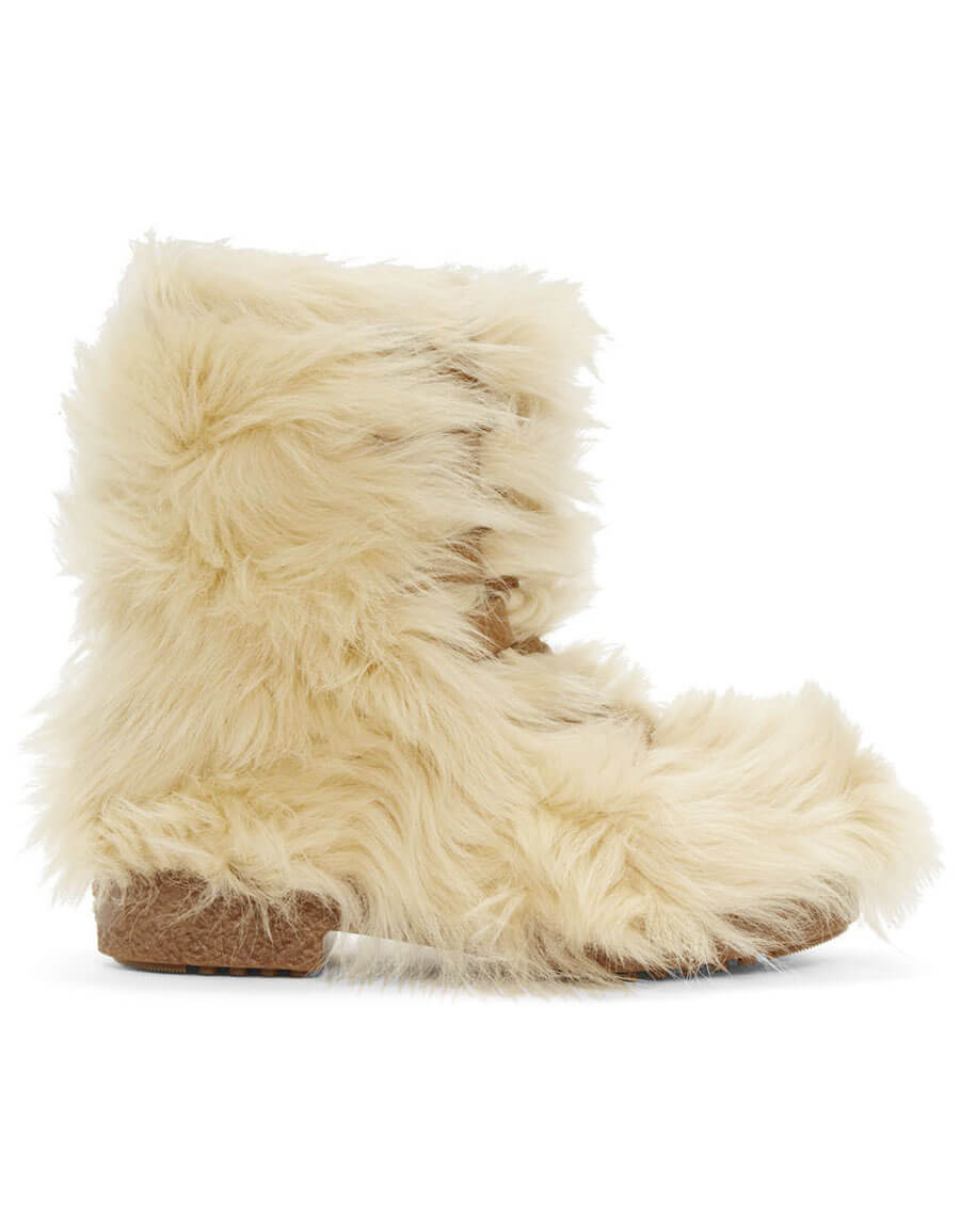 SAINT LAURENT Beige Furry Boots · VERGLE