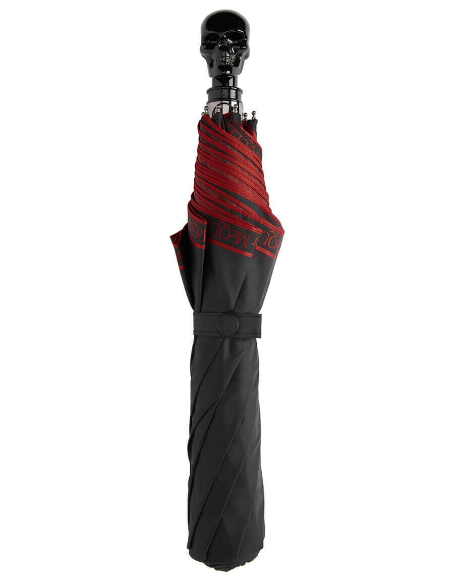 ALEXANDER MCQUEEN Black & Red Selvedge Skull Umbrella · VERGLE