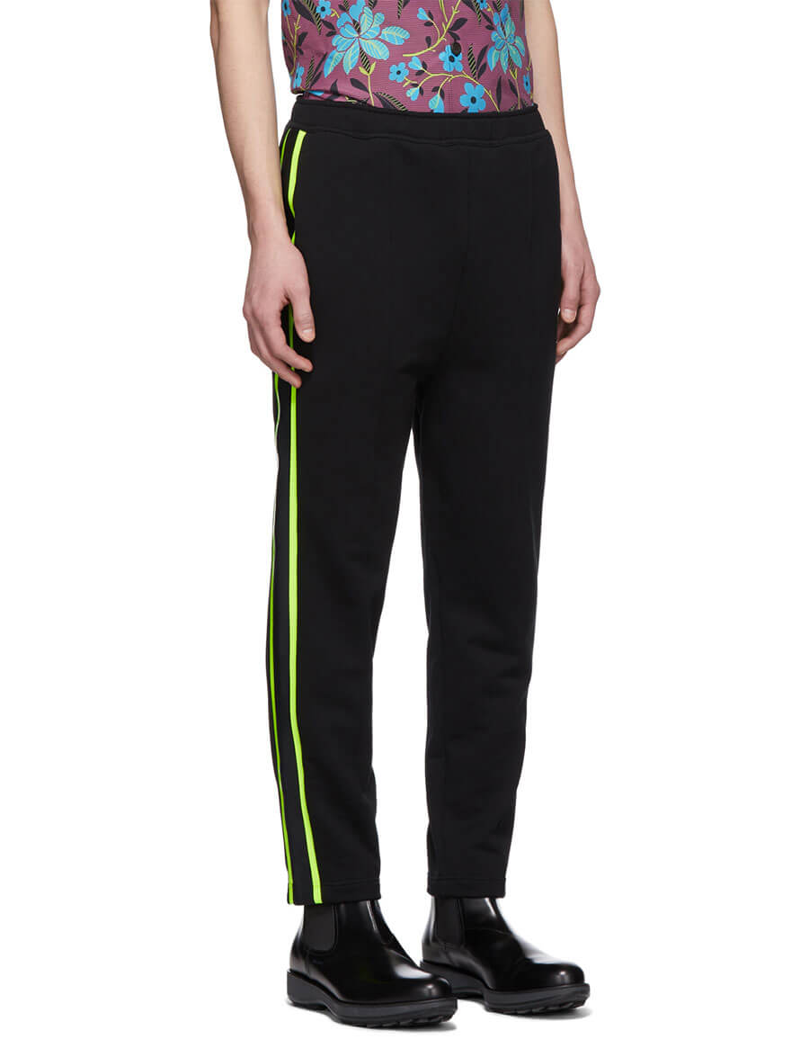 black pants with green stripe