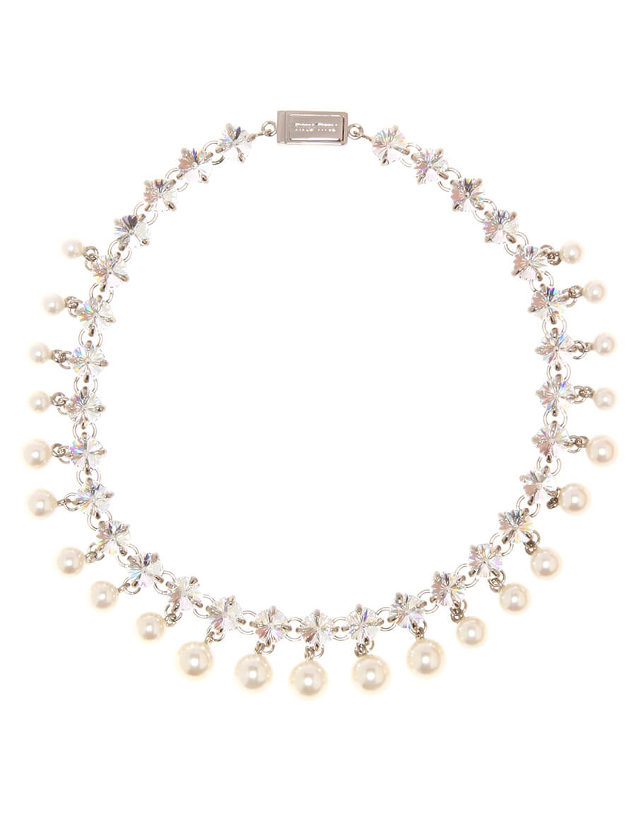 MIU MIU Crystal and faux pearl necklace · VERGLE