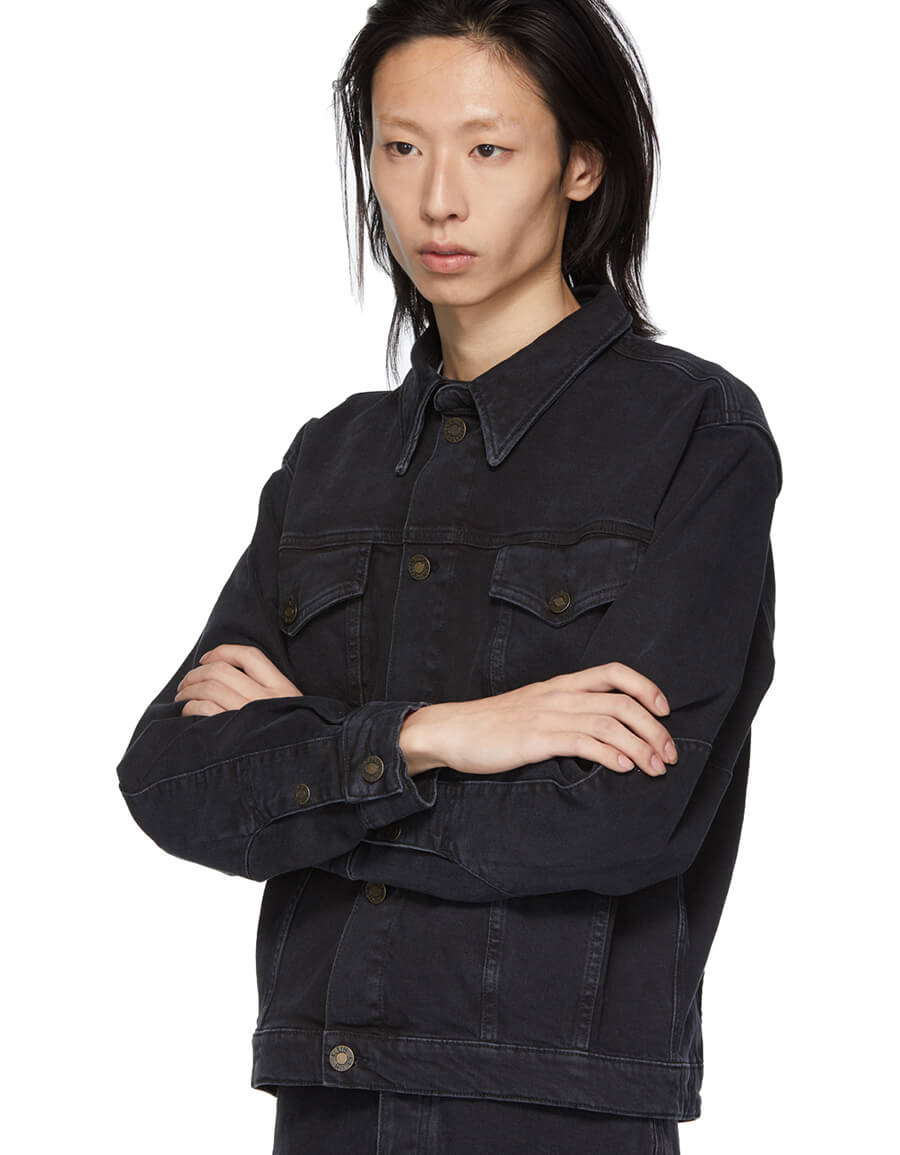 calvin klein black denim trucker jacket