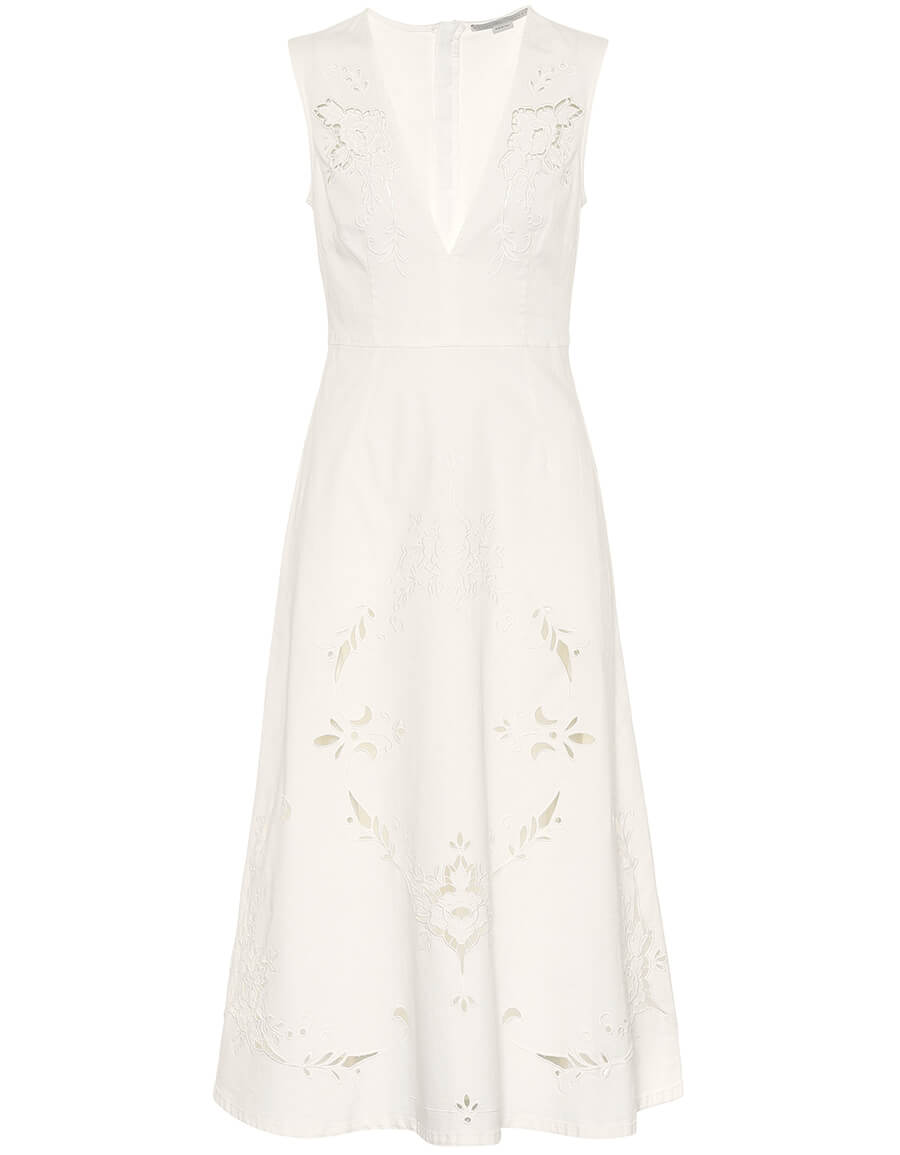 STELLA MCCARTNEY Embroidered denim midi dress  VERGLE