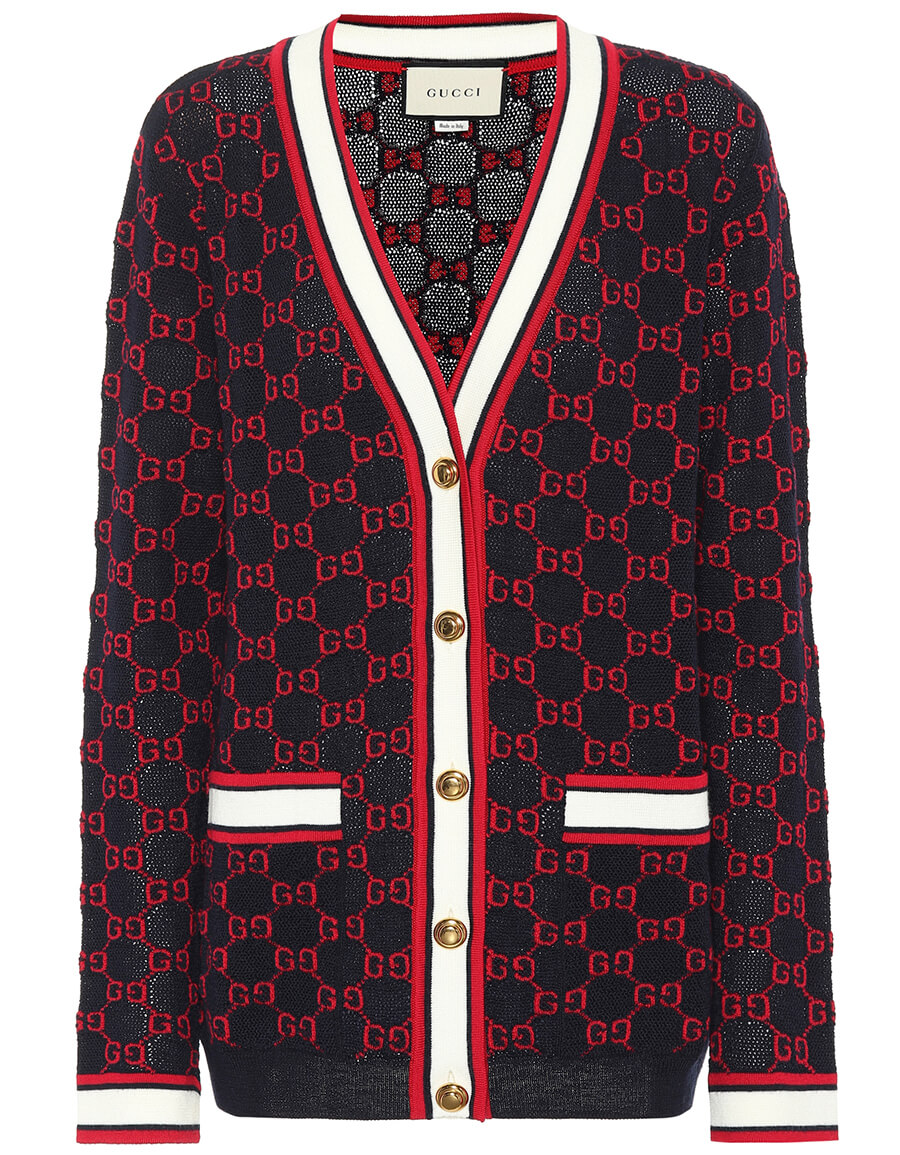 GG Intarsia Cotton Blend Sweater in Red - Gucci