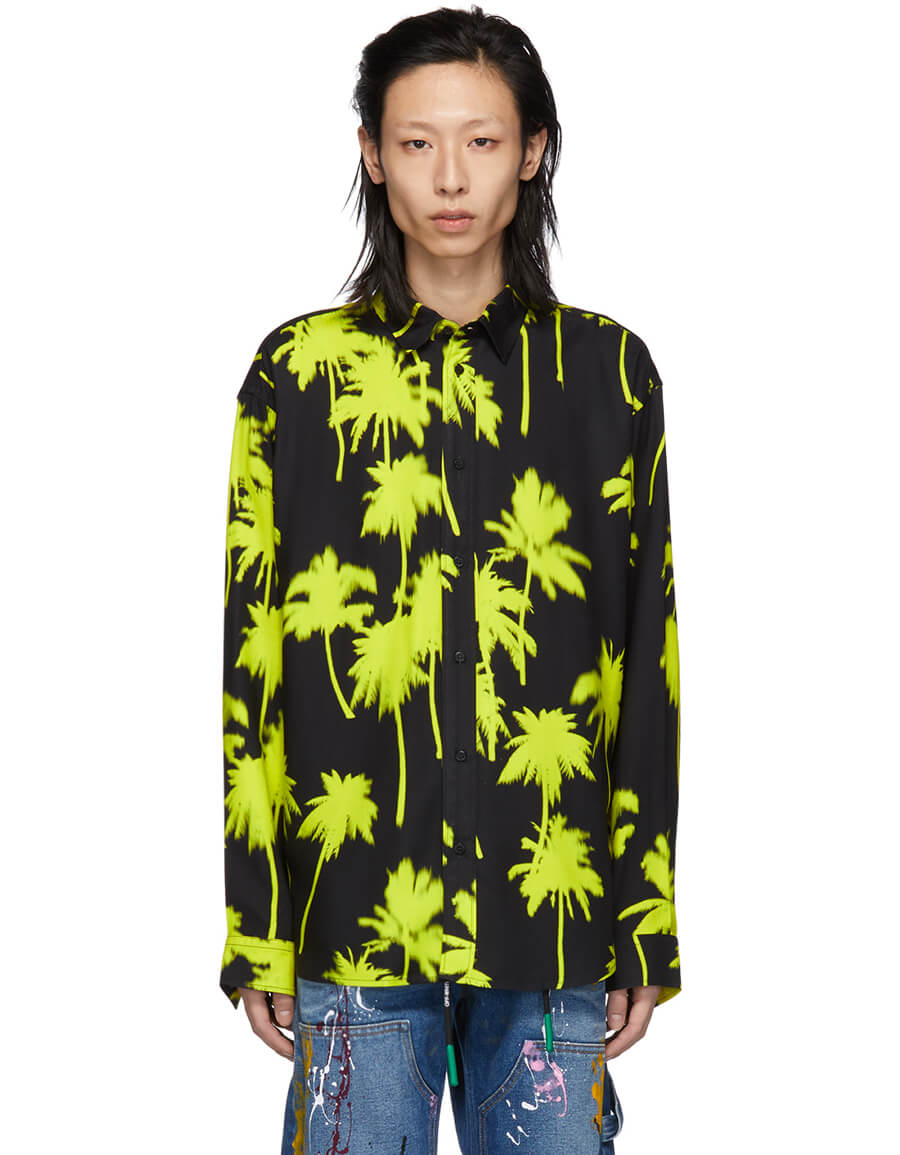 MSGM Black u0026 Yellow Palm Trees Shirt · VERGLE