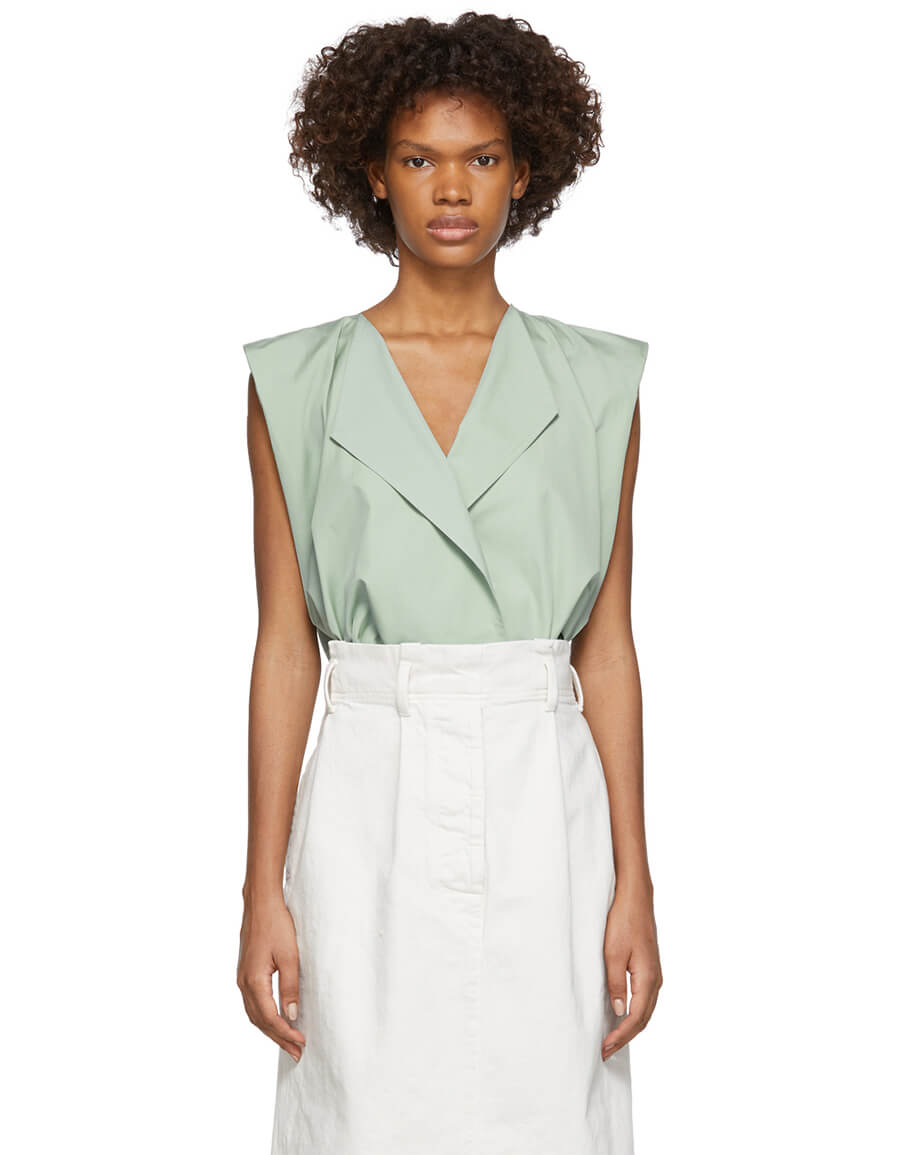 LEMAIRE Green Wrapover Blouse · VERGLE