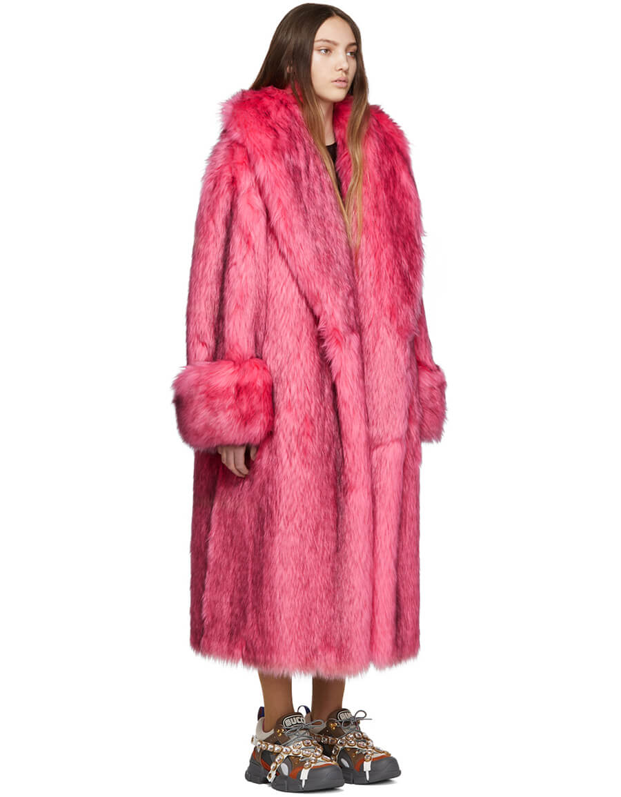 pink faux fur jacket