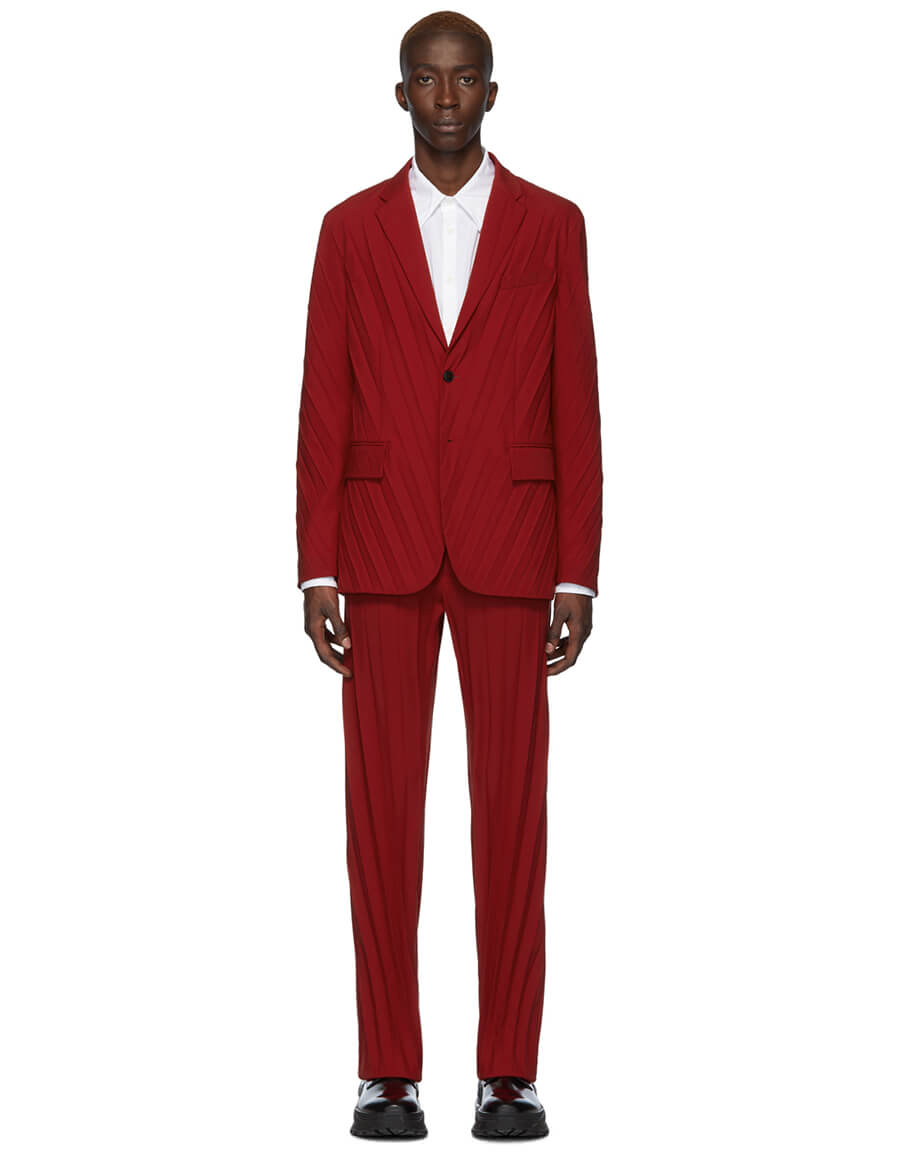 VALENTINO Red Plisse Suit · VERGLE