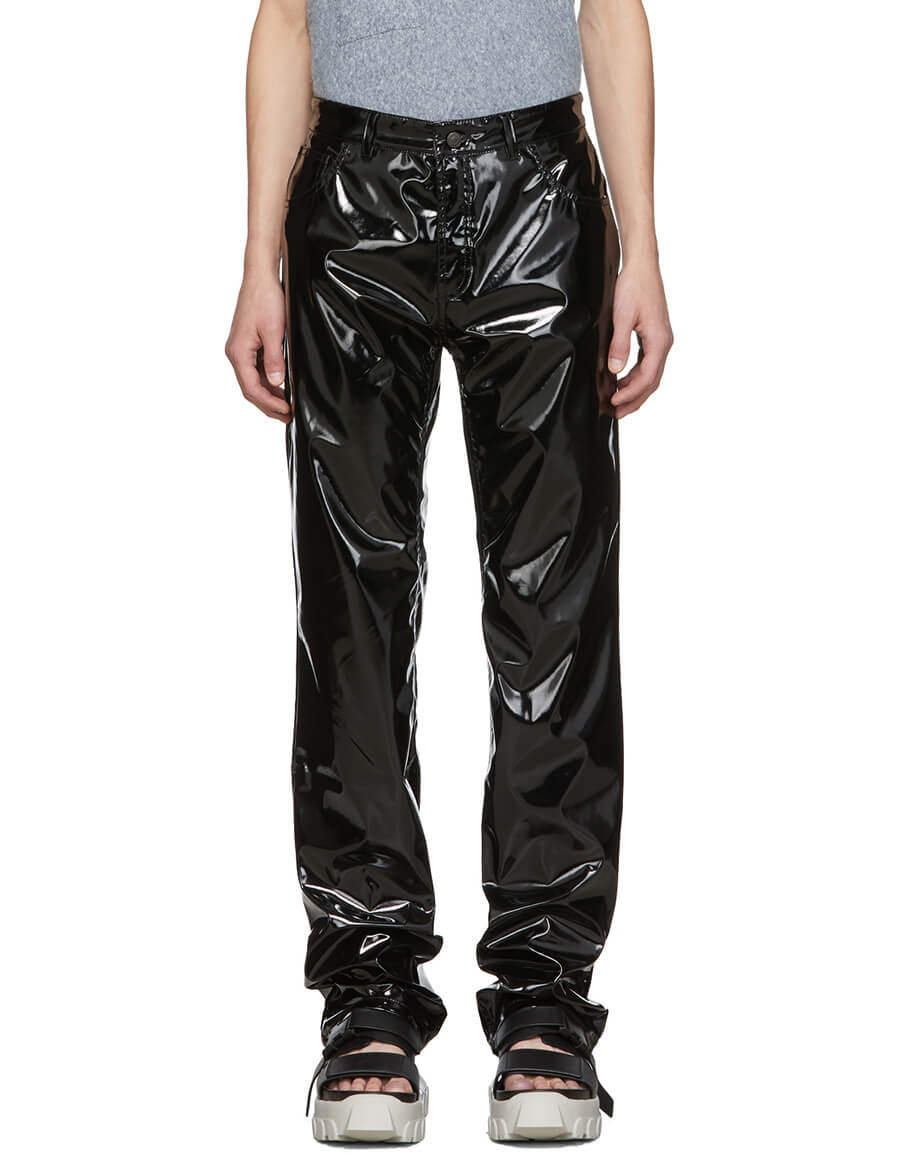 mens pleather trousers