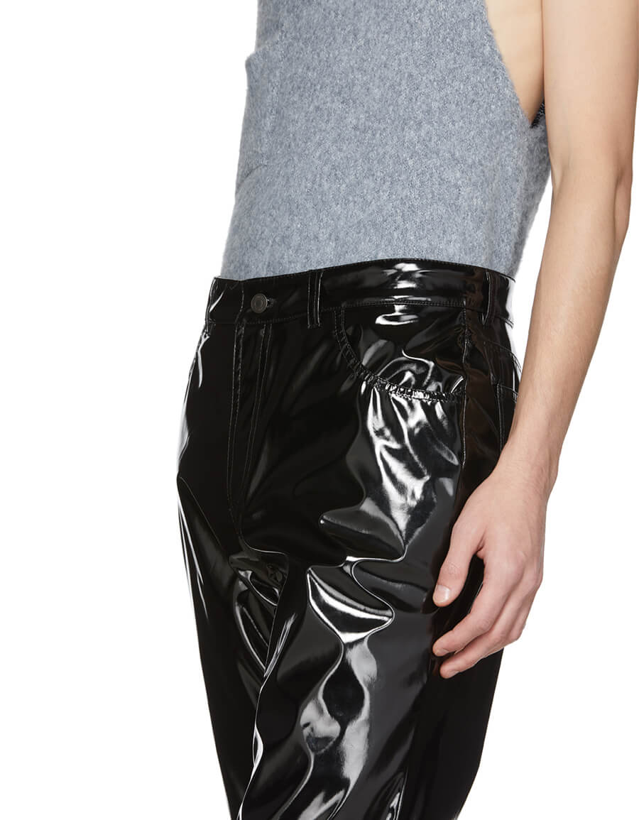 black pleather trousers
