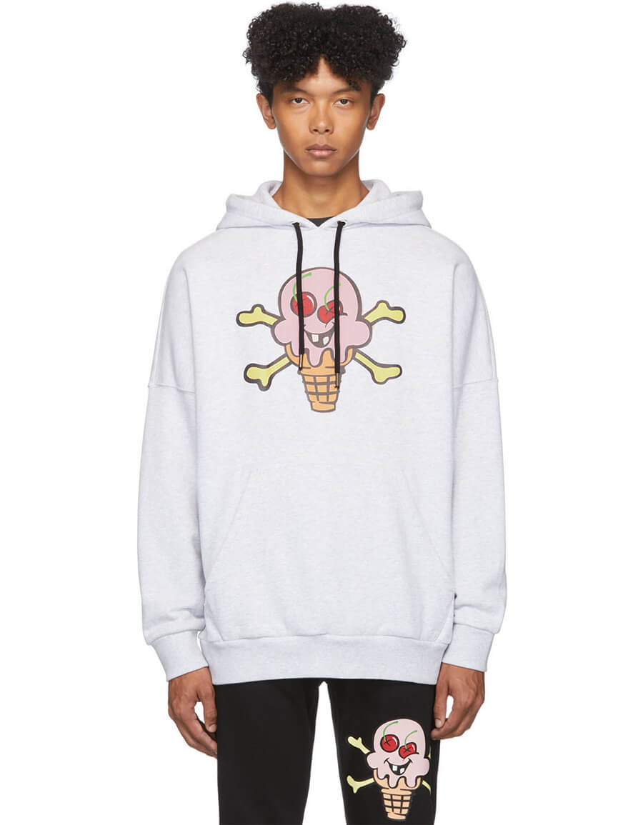 PALM ANGELS Grey ICECREAM Edition Skull Hoodie VERGLE