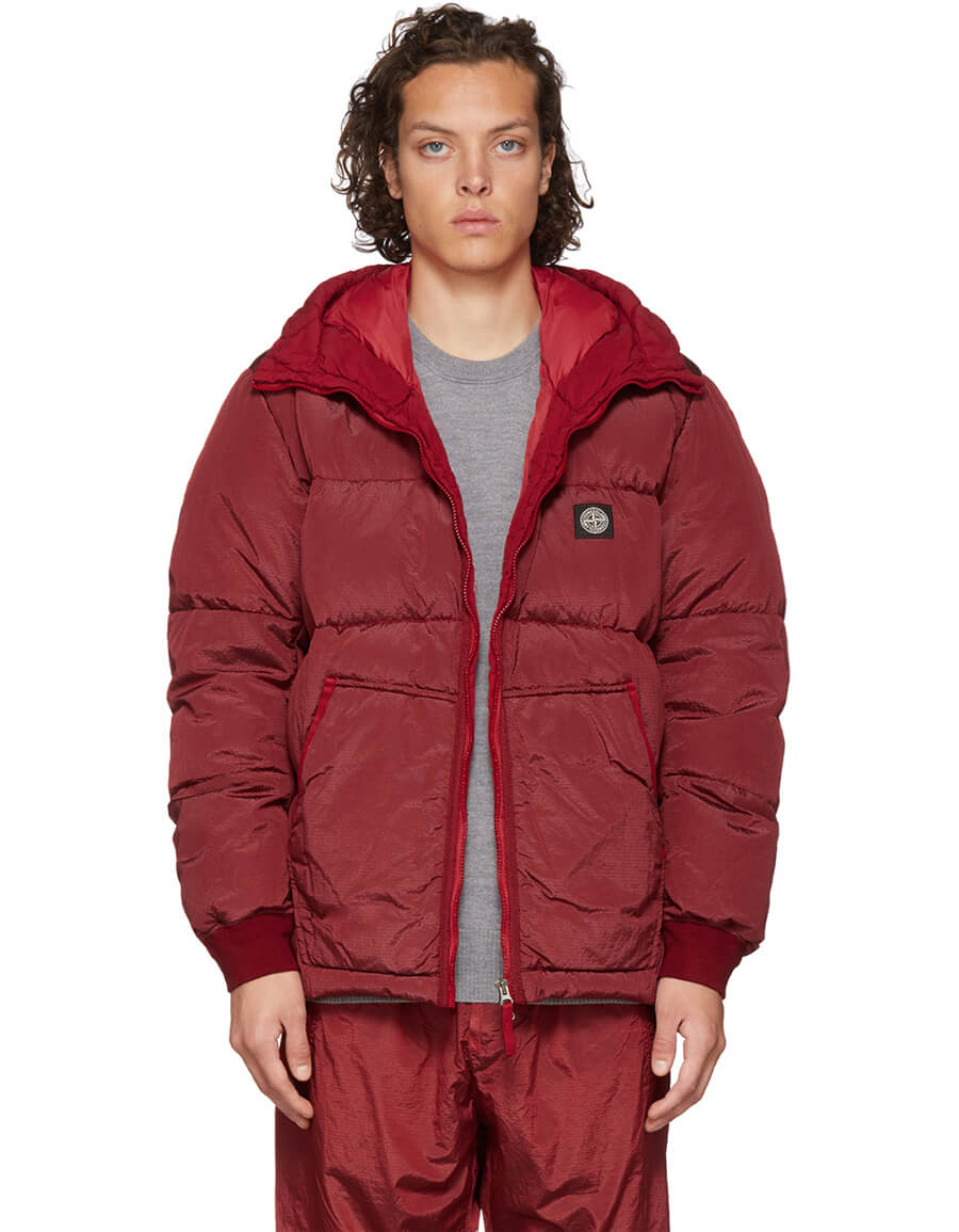 STONE ISLAND SSENSE Exclusive Red Down Hooded Puffer Jacket · VERGLE