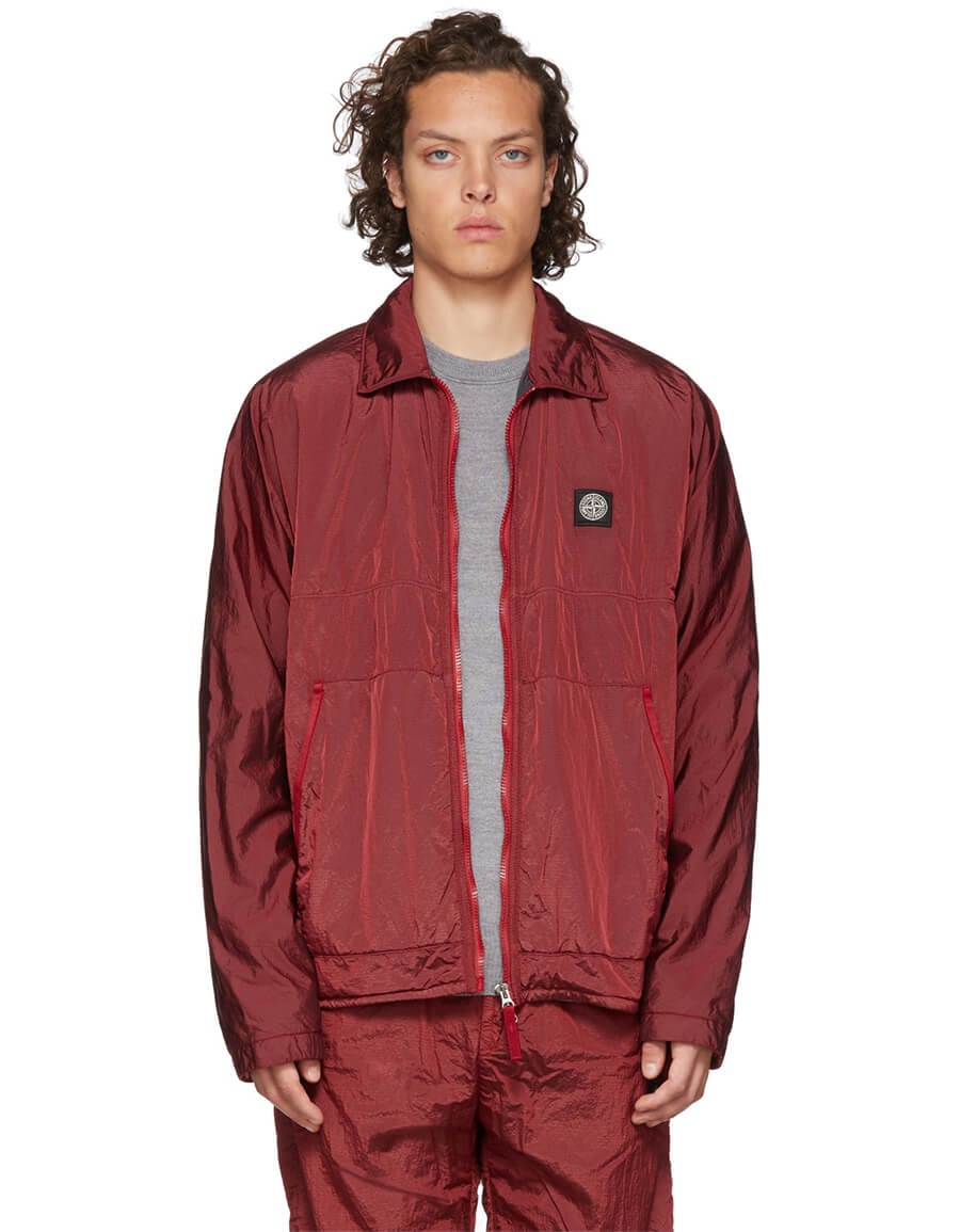 STONE ISLAND SSENSE Exclusive Red Zip-Up Overshirt · VERGLE