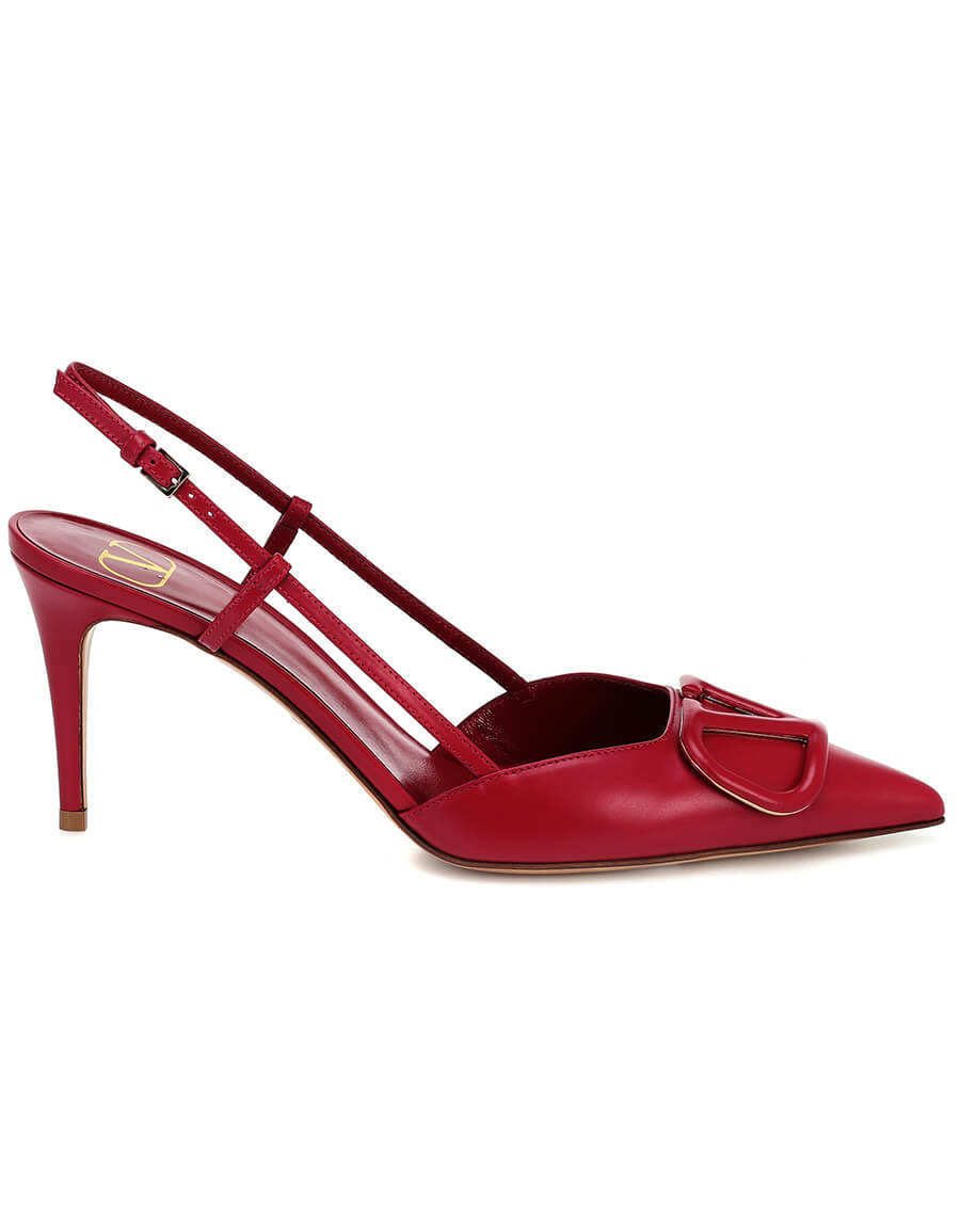 VLogo patent leather slingback pumps