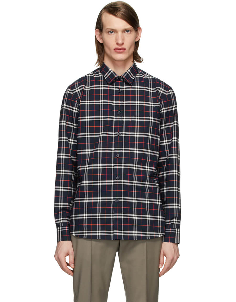 Burberry check-pattern spread-collar coat - Red