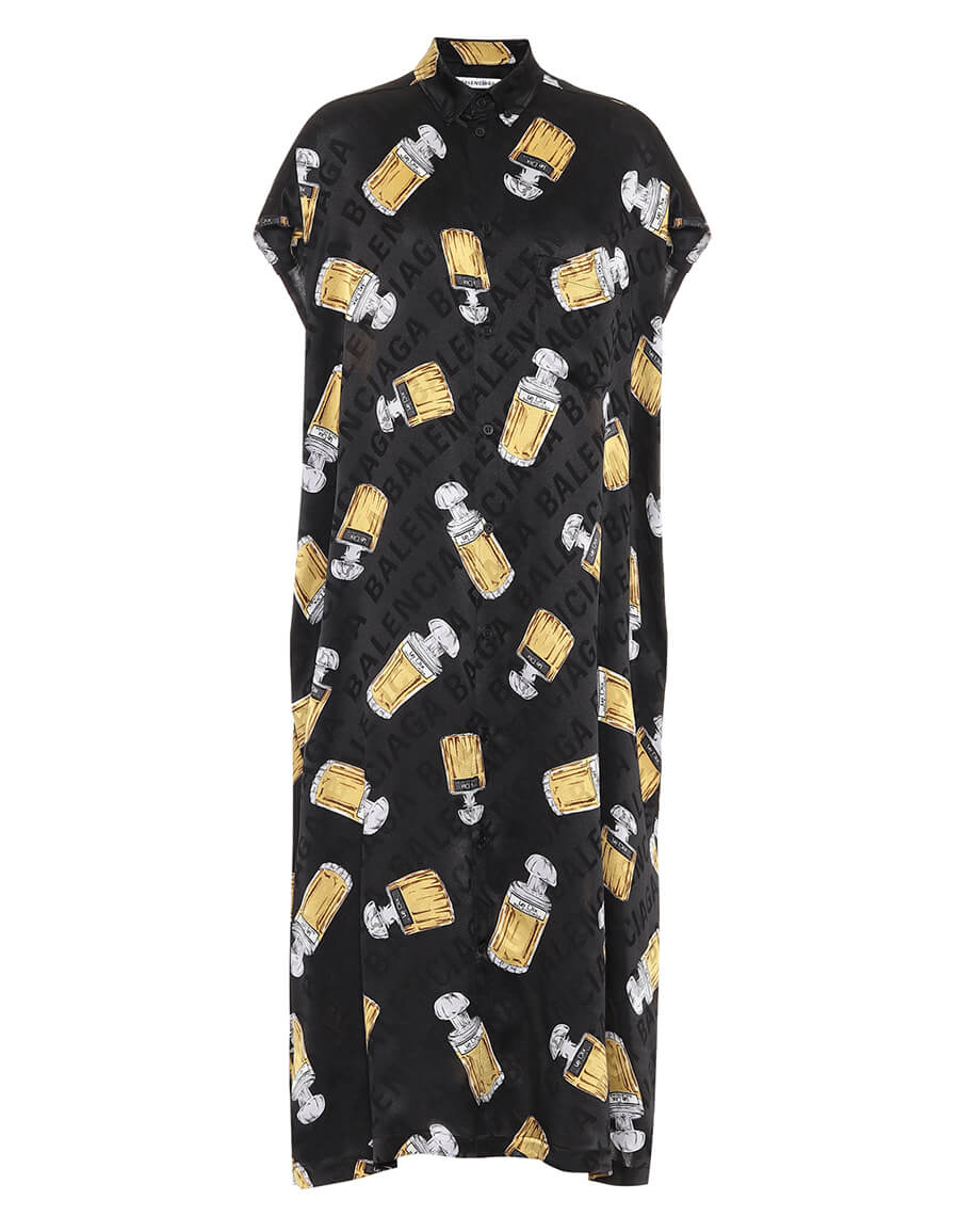 BALENCIAGA Printed silk jacquard midi dress · VERGLE