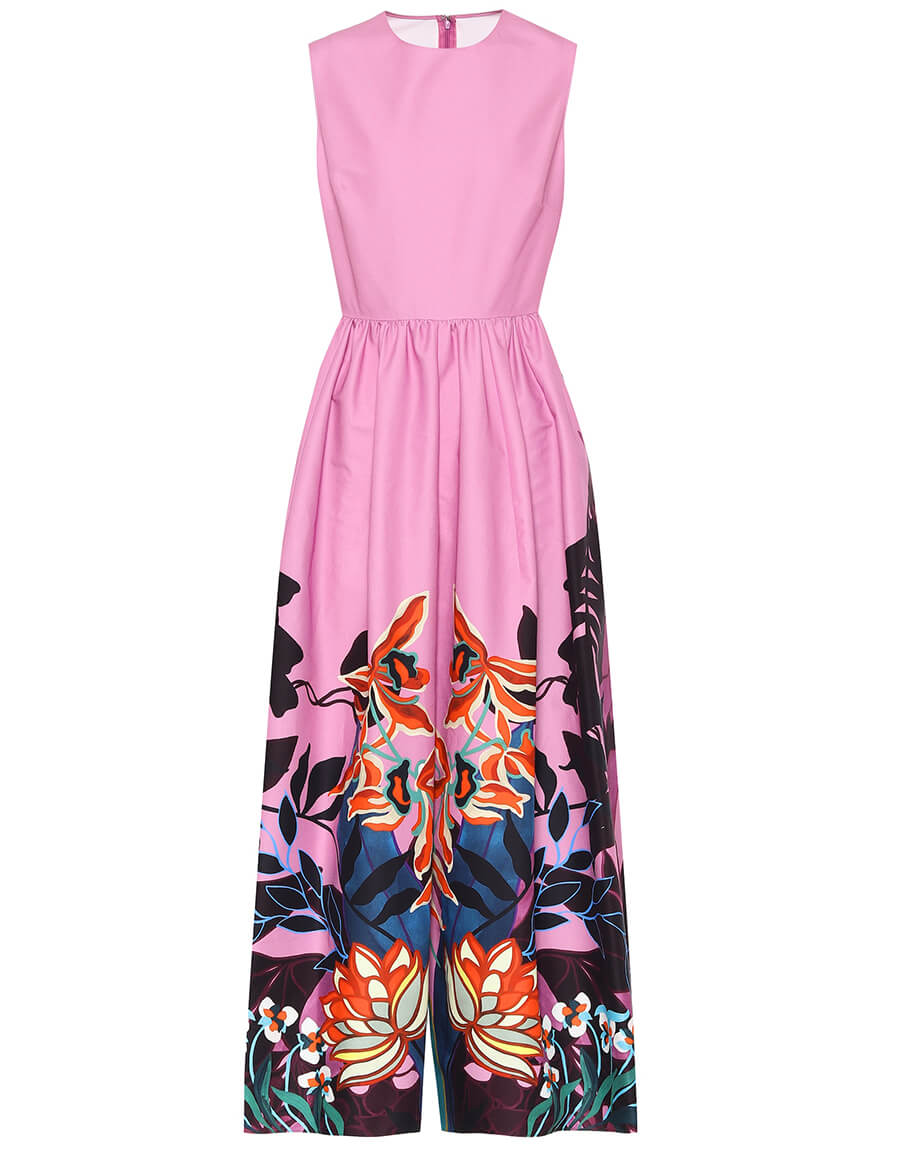 VALENTINO Printed cotton wide-leg jumpsuit · VERGLE