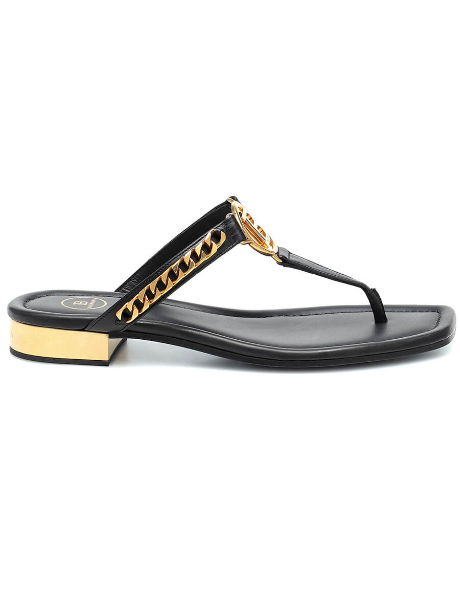 BALMAIN Embellished leather thong sandals · VERGLE
