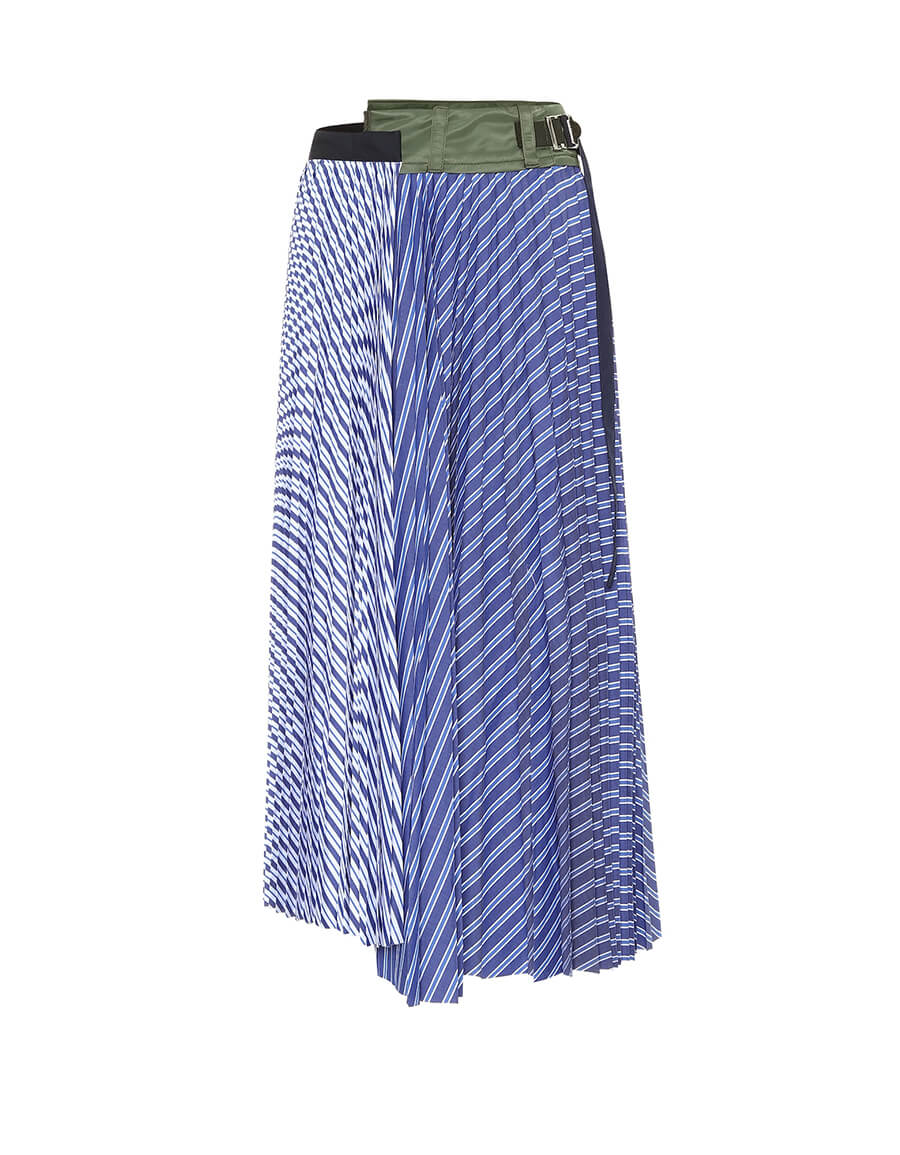 SACAI Striped cotton poplin pleated skirt · VERGLE SACAI Striped cotton poplin pleated skirt · VERGLE