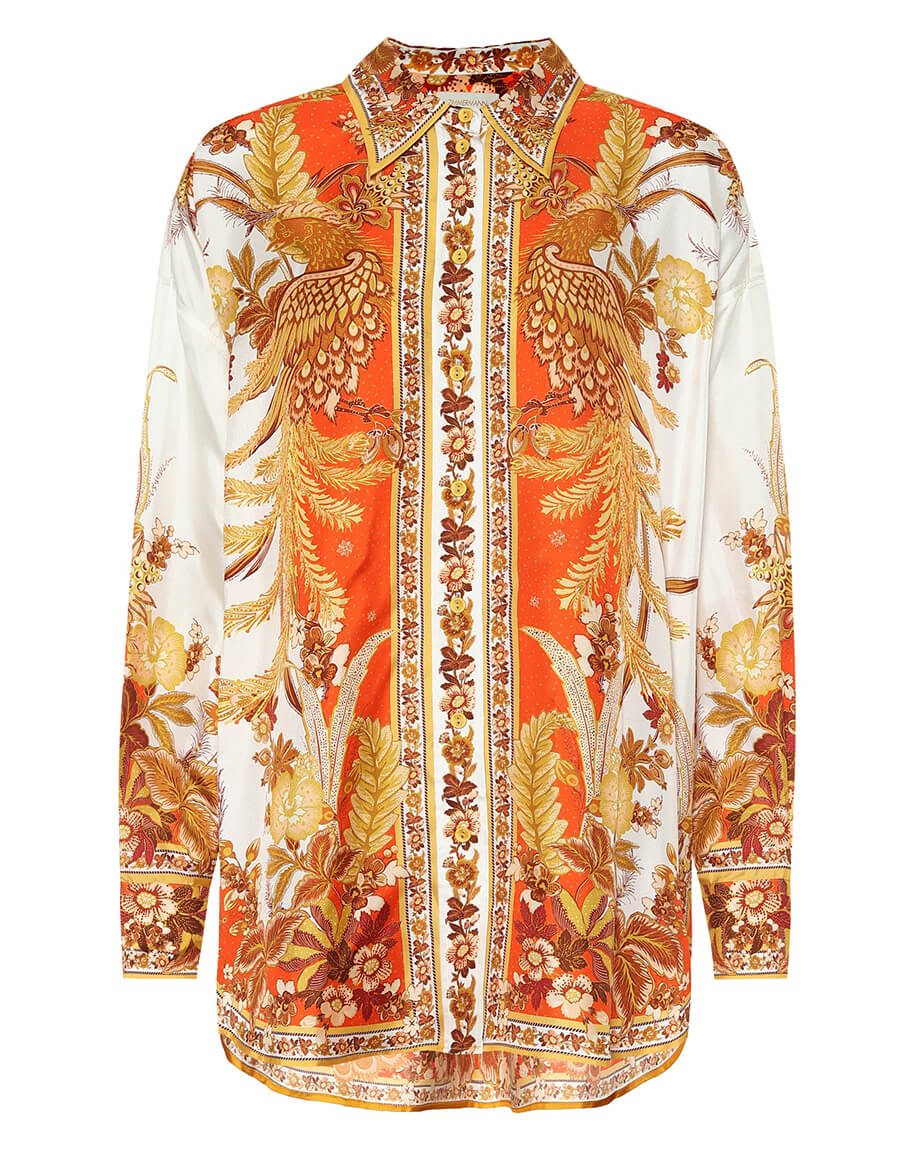 ZIMMERMANN Alight graphic-print silk shirt - Orange