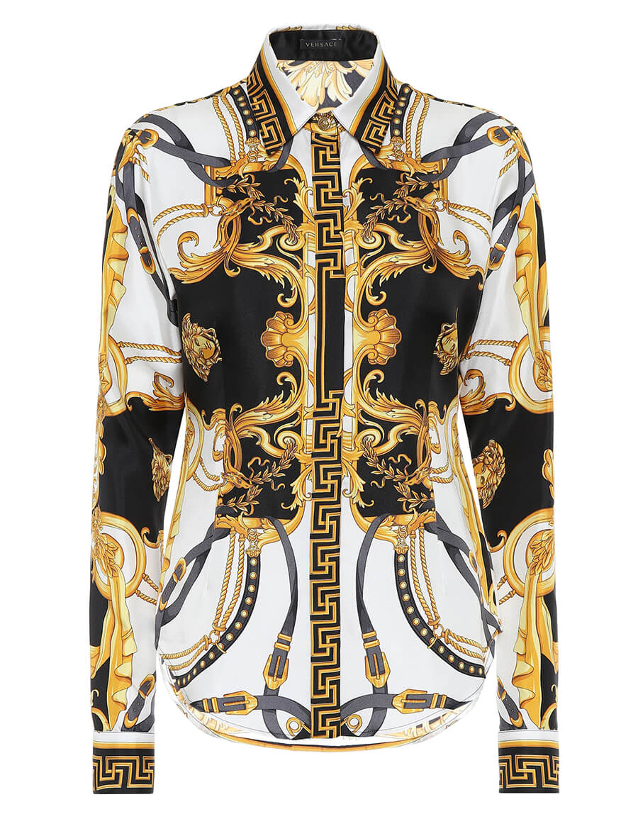 versace print silk shirt