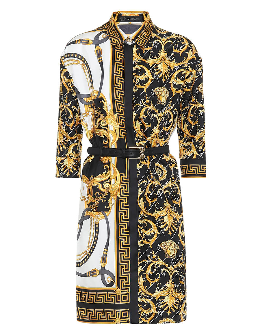 VERSACE Barocco silk-twill shirt dress · VERGLE