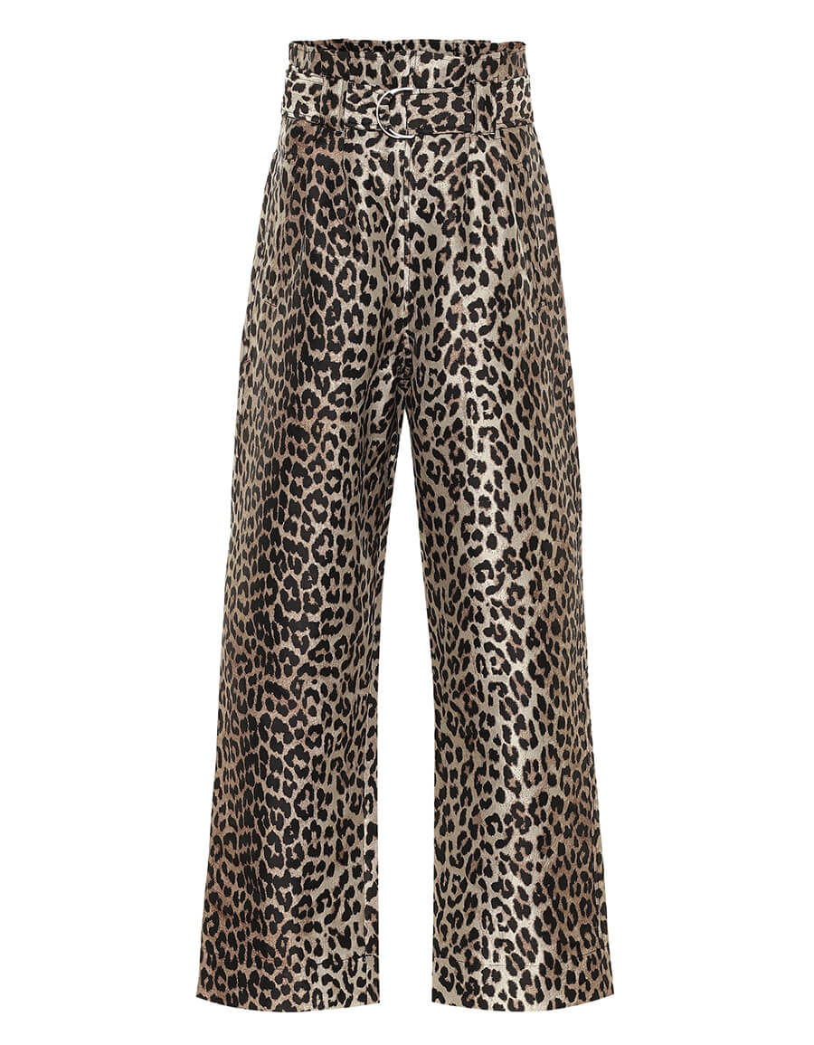 GANNI Leopard jacquard paperbag pants · VERGLE