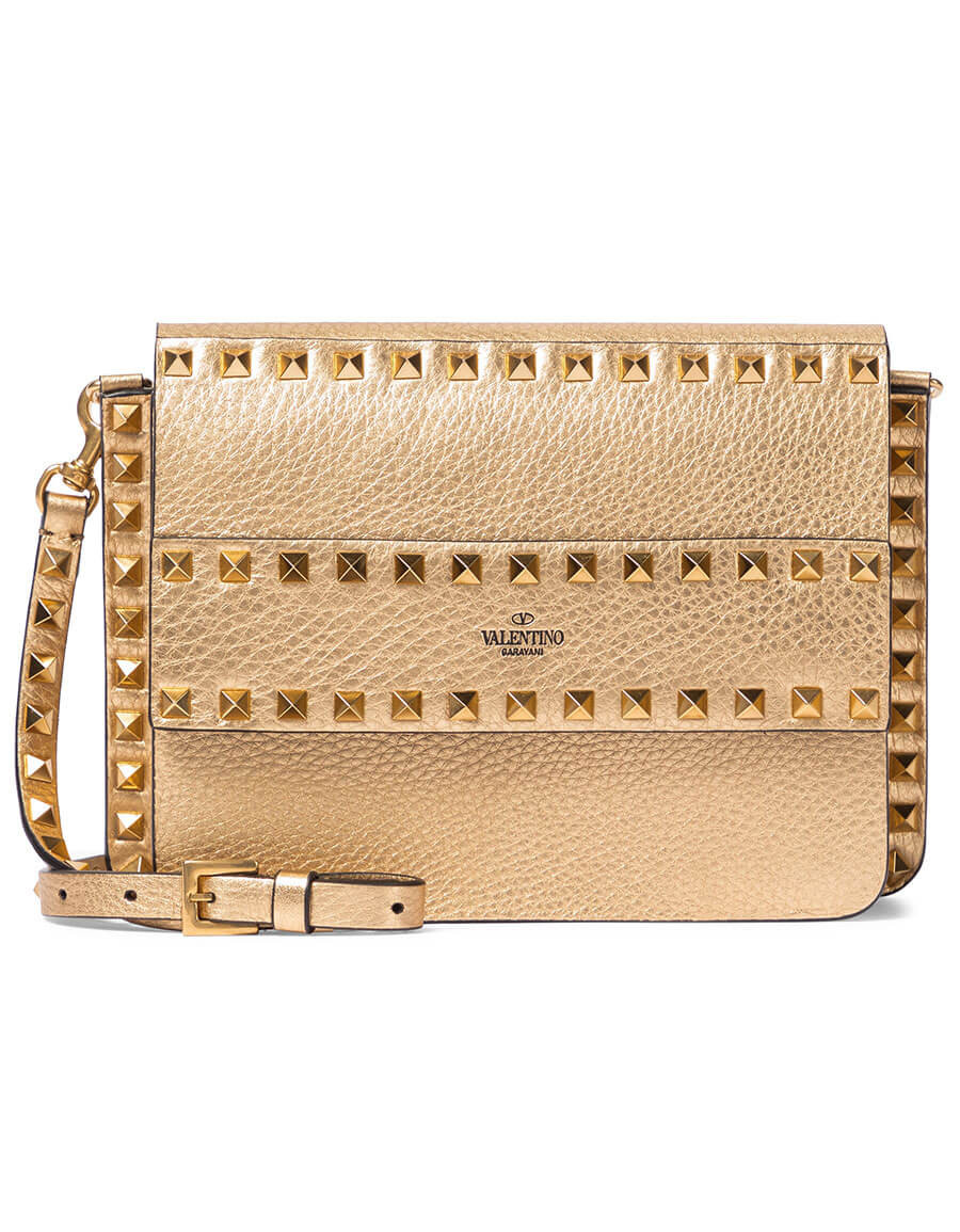 Rockstud-embellished leather clutch bag, Valentino Garavani