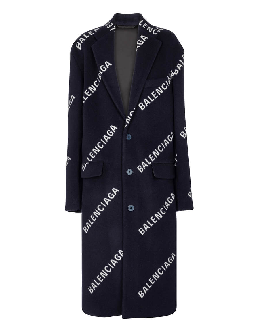 BALENCIAGA Logo wool and cashmere-blend coat · VERGLE