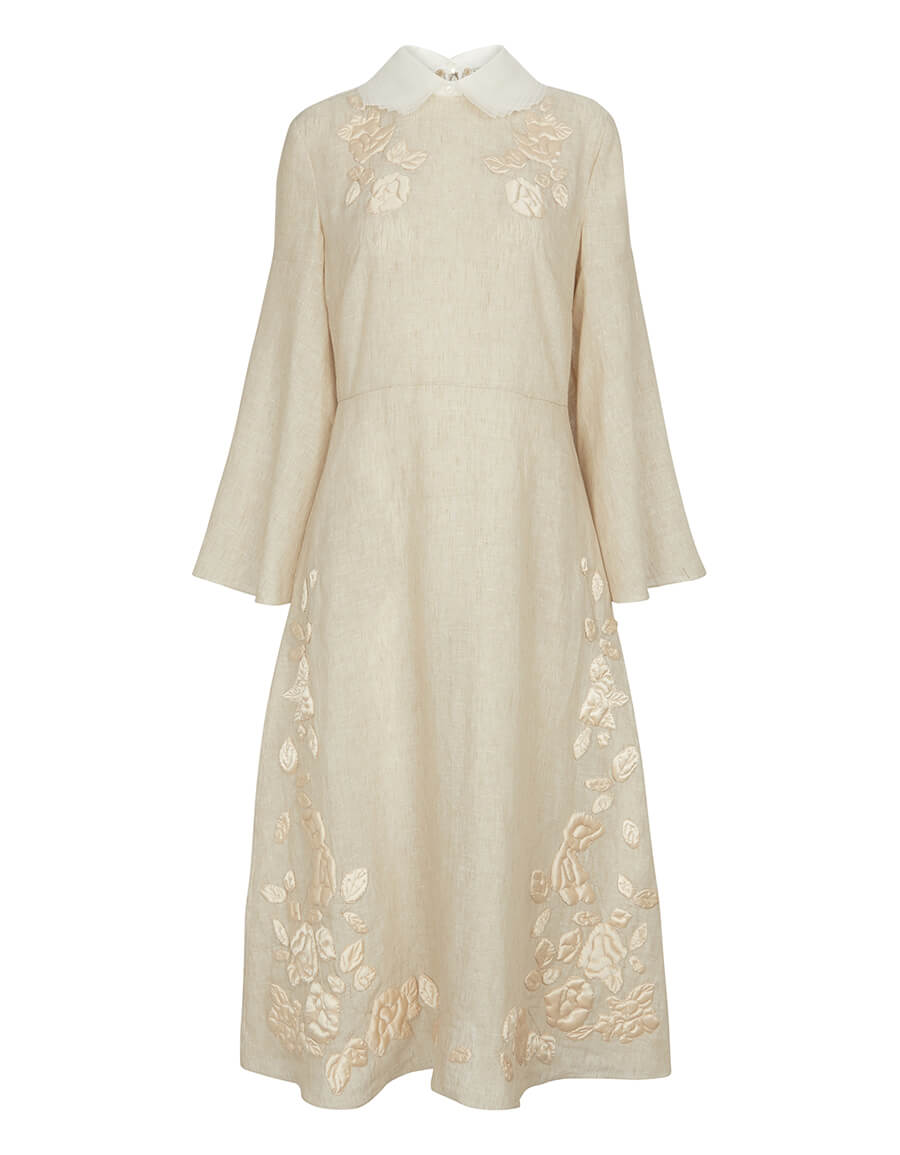 FENDI Embroidered linen and silk midi dress · VERGLE