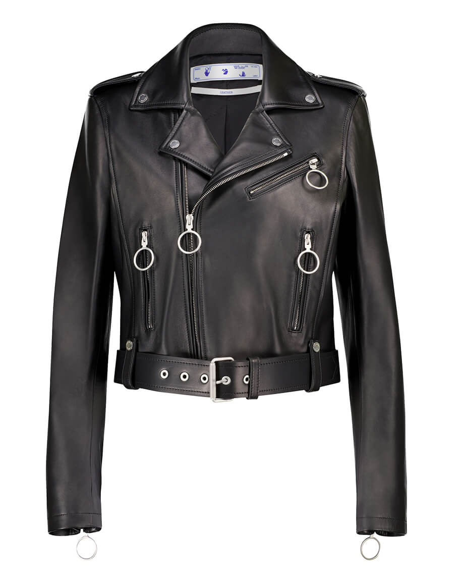 Black Leather biker jacket Off-White - Vitkac Spain