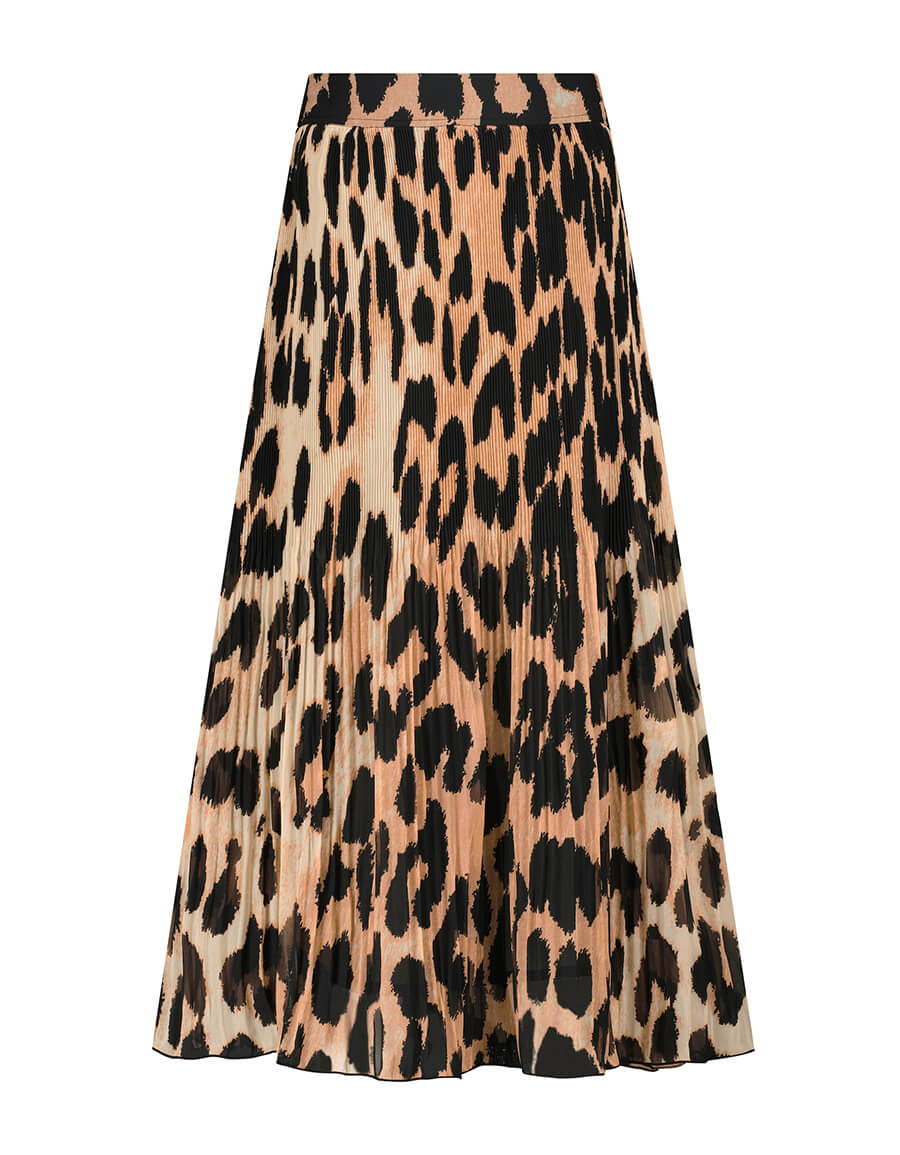 GANNI Leopard-print georgette midi skirt · VERGLE