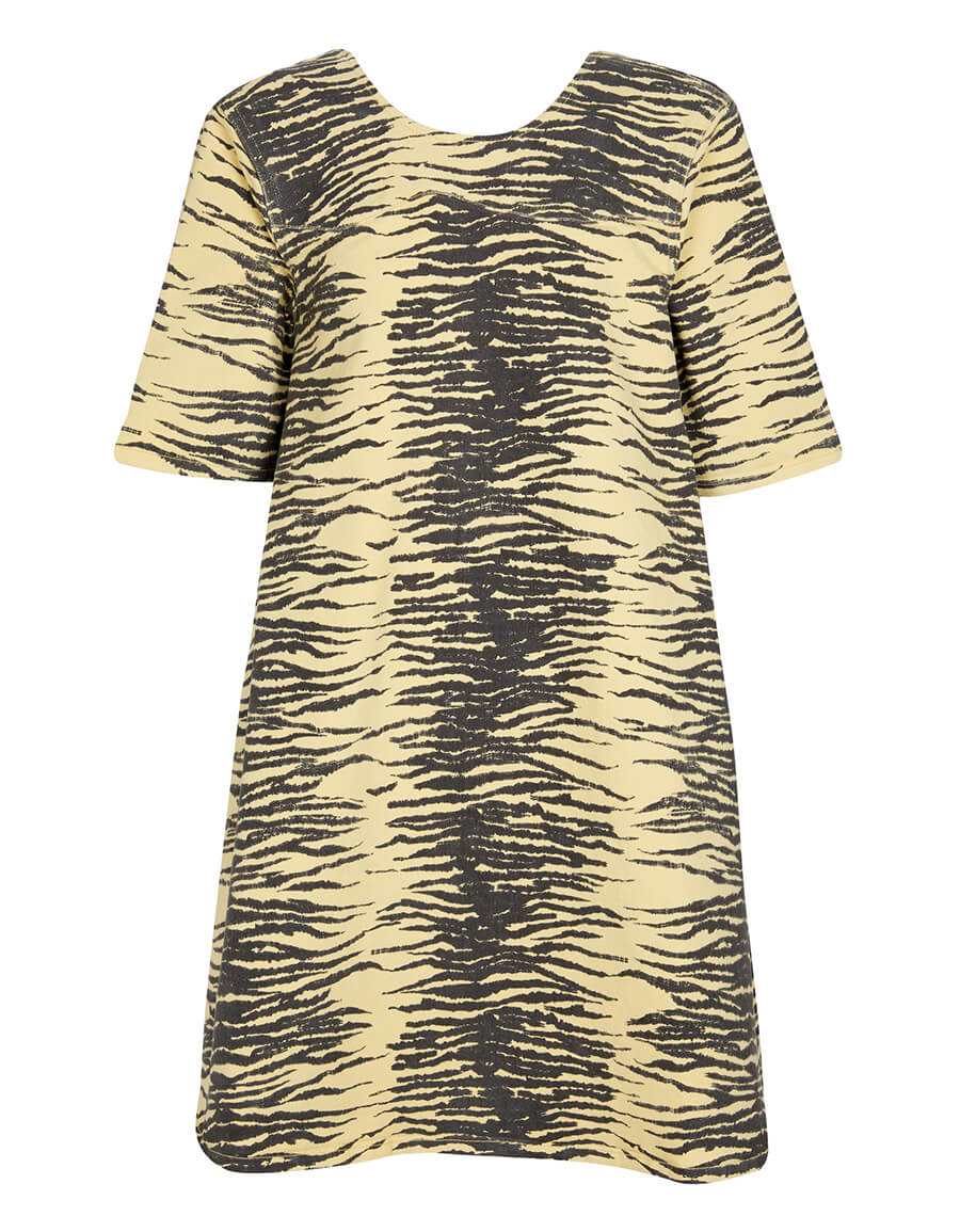 Printed Cotton Denim Mini Dress